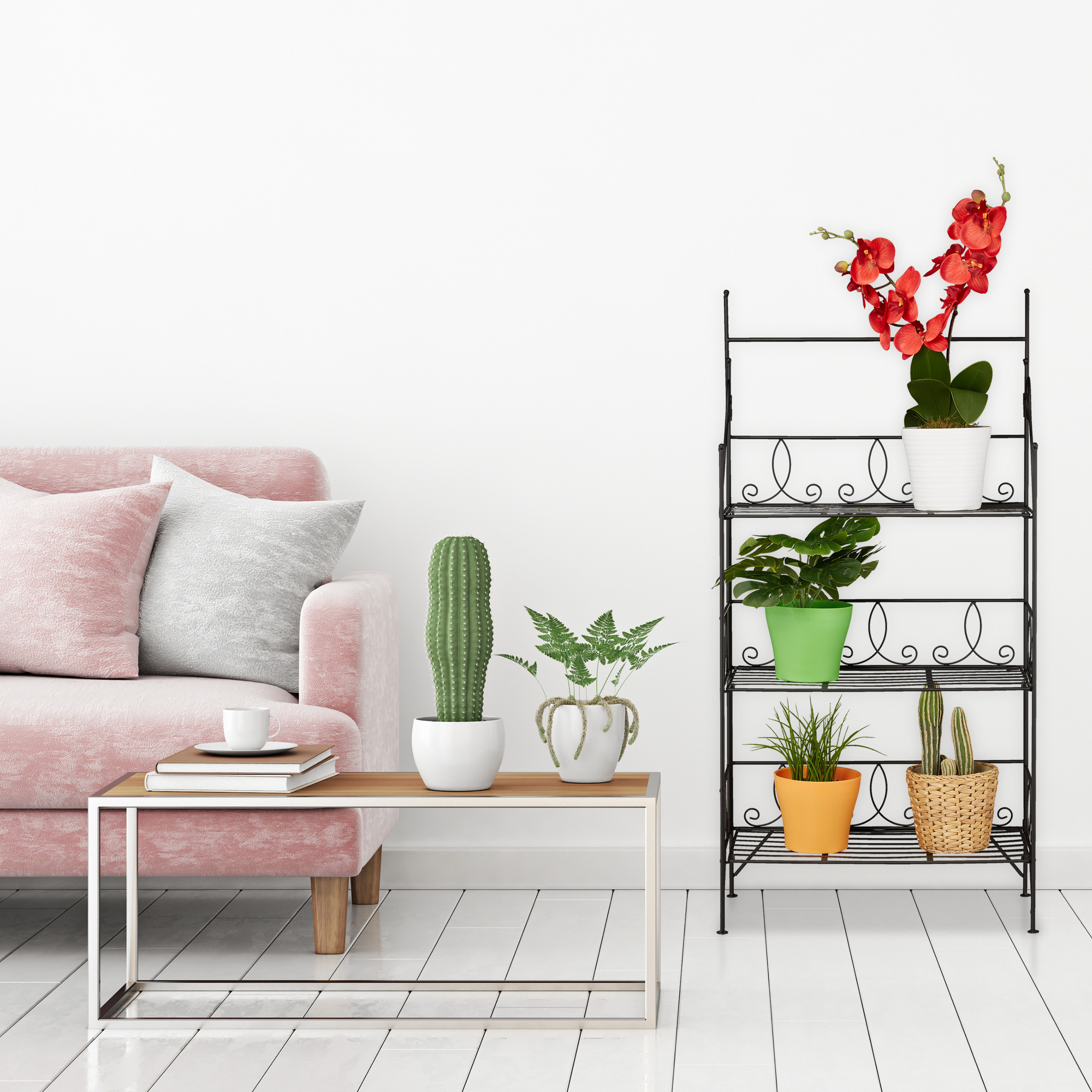 Supporto Per Piante Loft Fiorino In Metallo E MDF: Design Minimalista Nero (22x42x80 Cm) - 4