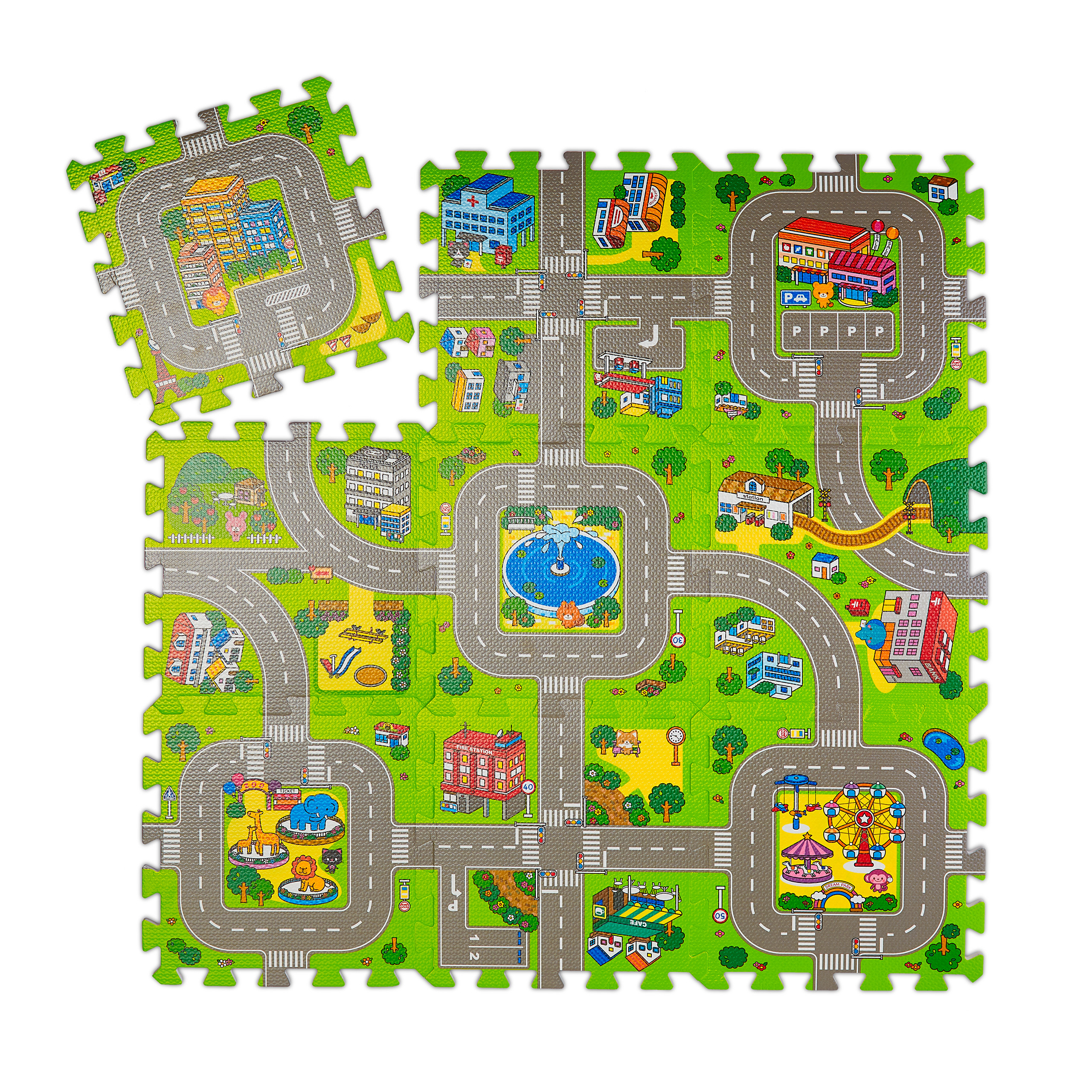 Relaxdays Tappeto a Puzzle per Salotto, Tappetino Morbido con 9 Tasselli, Tassello 30 x 30 cm, EVA e Poliestere, Grigio