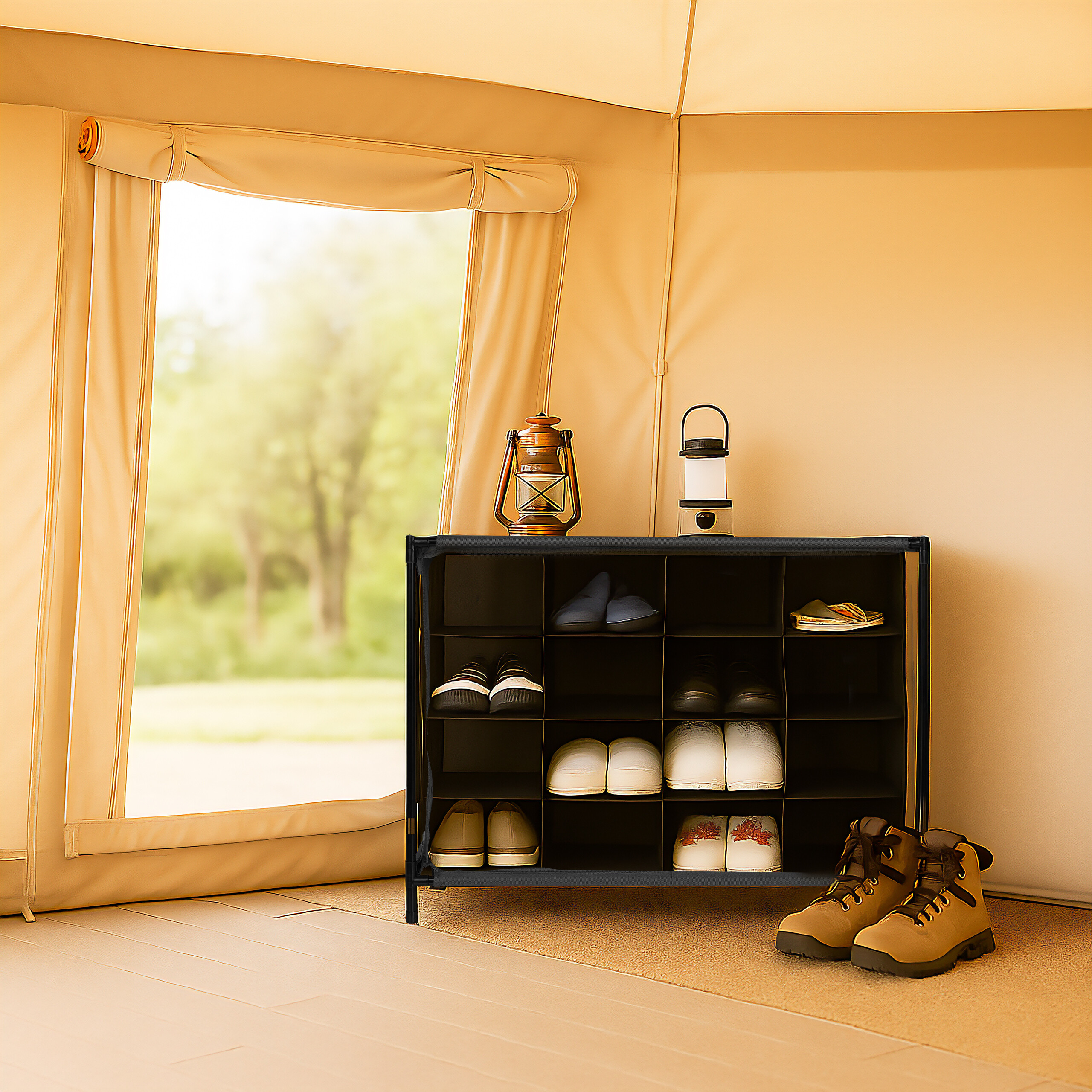 Camping Schuhregal Schuhaufbewahrungssystem Faltregal Stoffregal Schuhablage