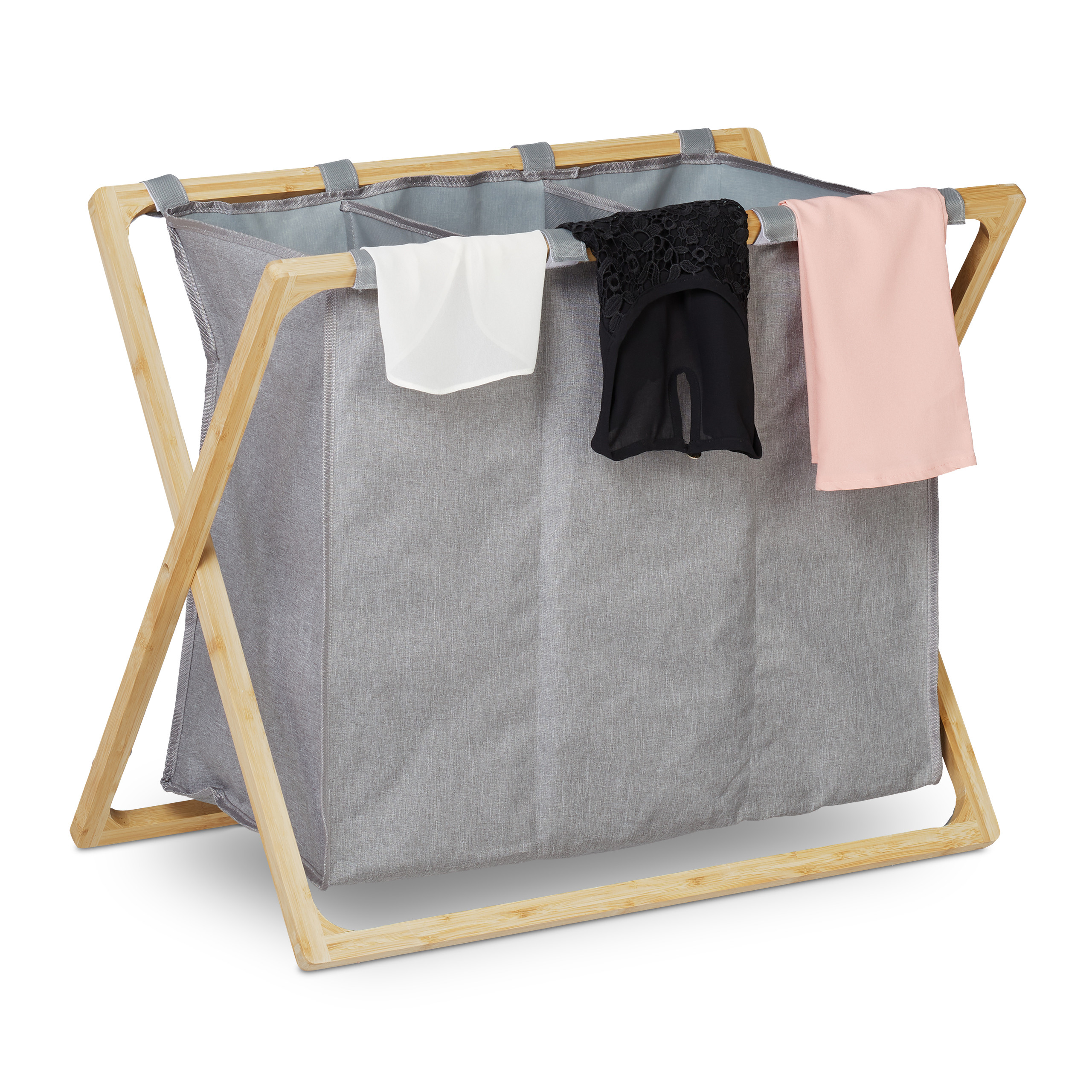 VOUNOT Cesto Portabiancheria 100L, Cesta Biancheria Sporca con Coperchio e Manic