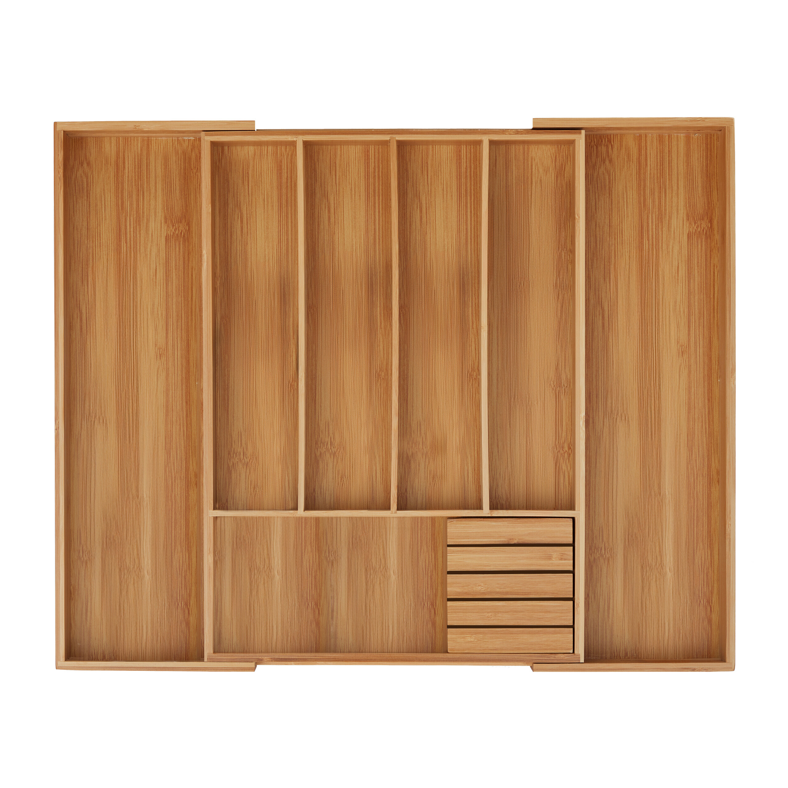 Conflech Organizer Per Posate In Bambù - 5 Scomparti, 25 Cm, Naturale - Per Cassetti Cucina