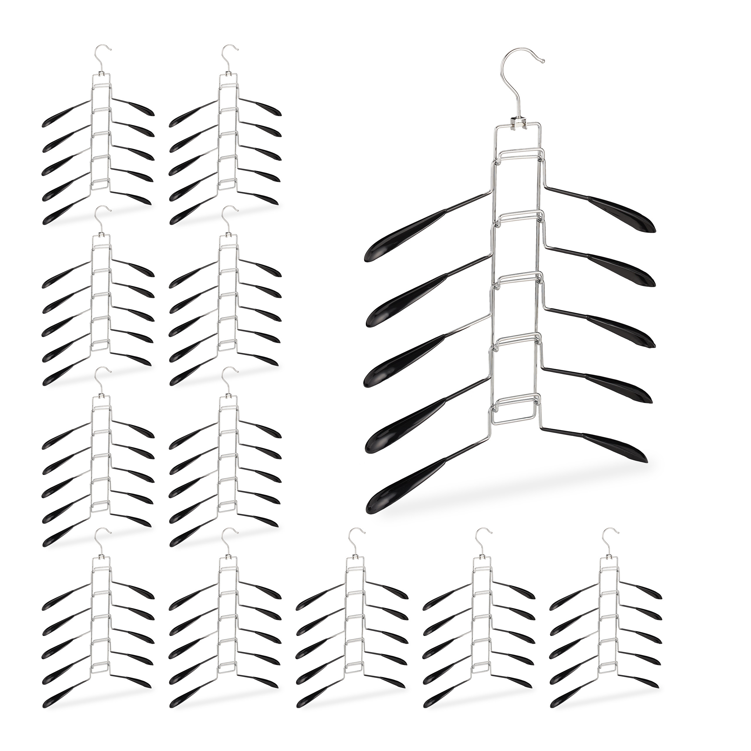 Relaxdays Set 9 Grucce Multiple 5 In 1 | Appendiabiti Salvaspazio | Antiscivolo | Per Armadio Ordinato - Foto 10