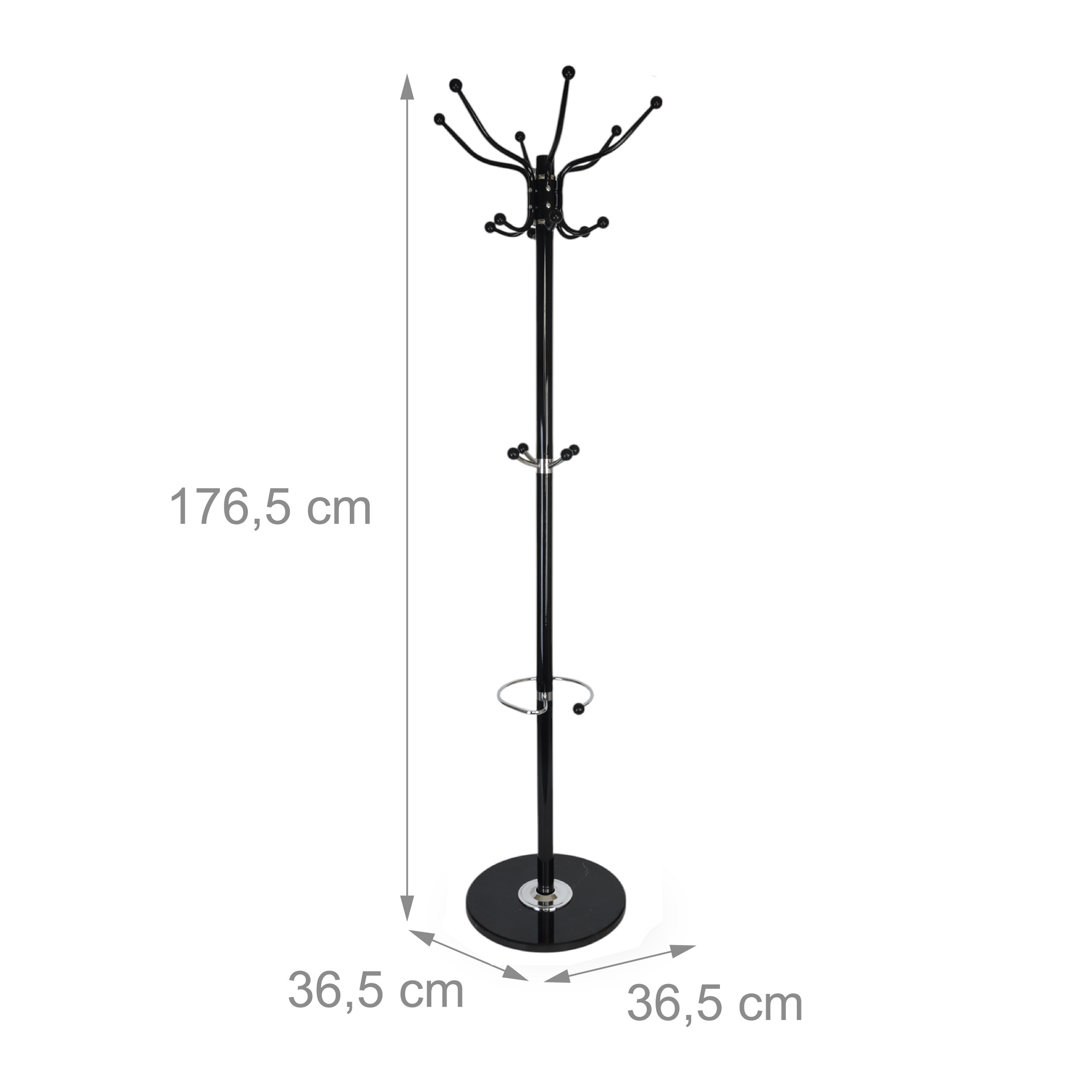 Relaxdays Attaccapanni Con Portaombrelli, H X D: 176,5 X 36,5 Cm, 16 Ganci Porta Abiti