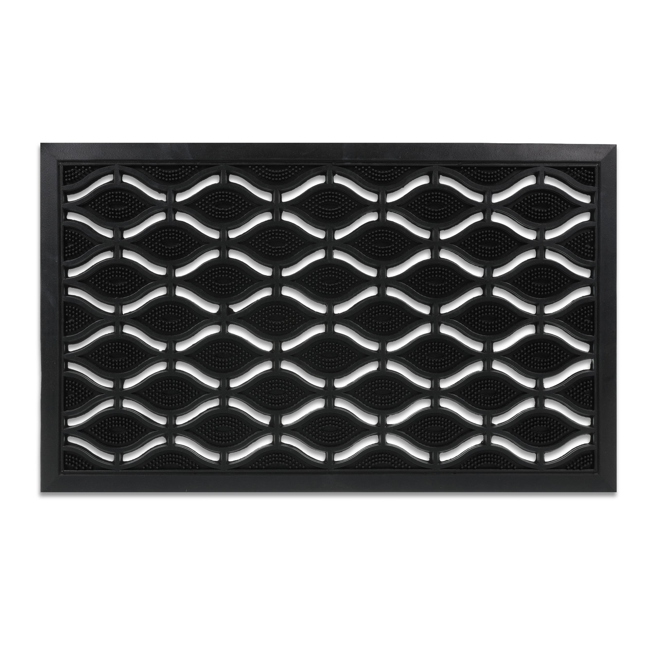 Relaxdays Zerbino In Gomma 75x45 Cm Antiscivolo Nero Con Motivi Floreali – Per Esterni E Interni