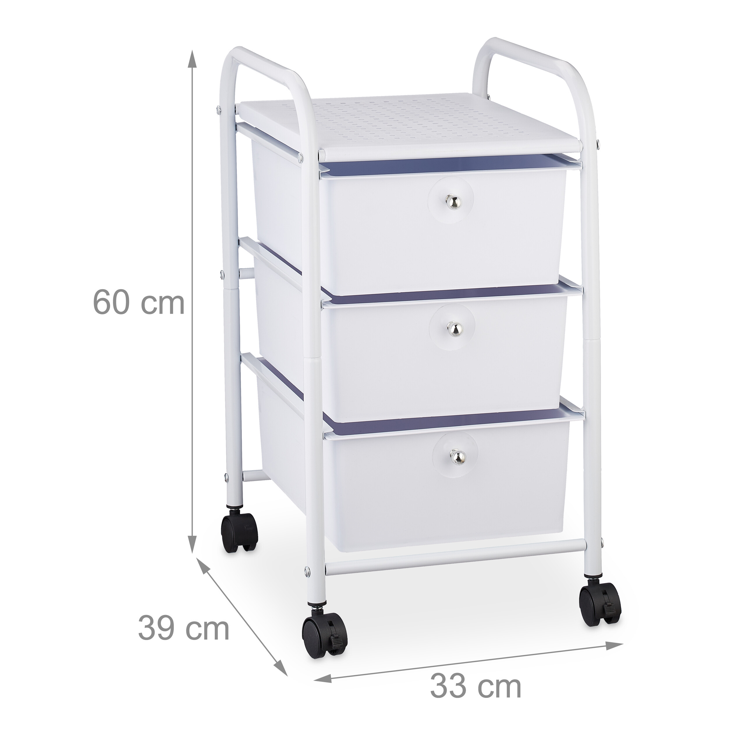 Carrito auxiliar carro de almacenamiento 4 ruedas 3 cajones carrito de baño - Imagen 18 de 36