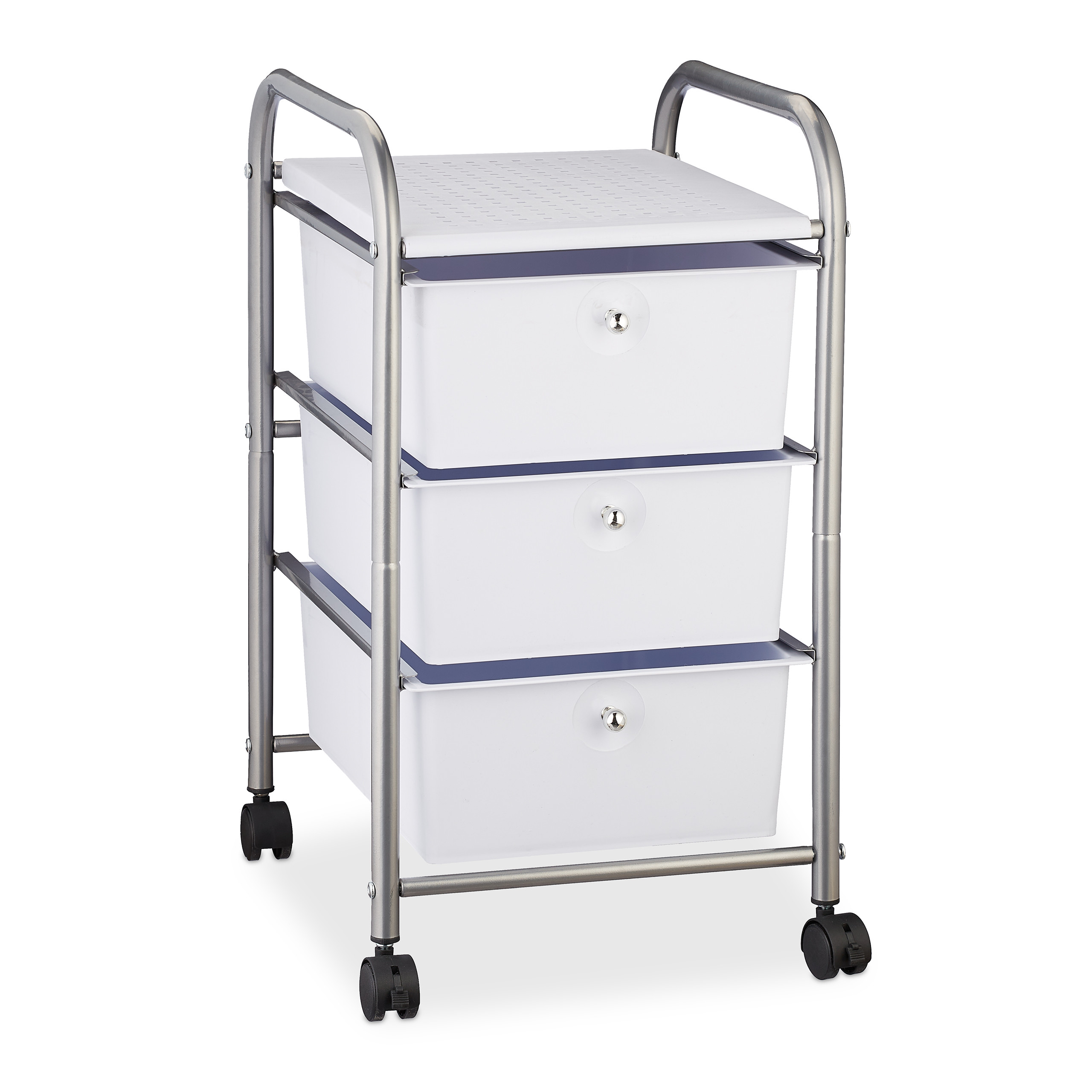 Carrito auxiliar carro de almacenamiento 4 ruedas 3 cajones carrito de baño - Imagen 13 de 36