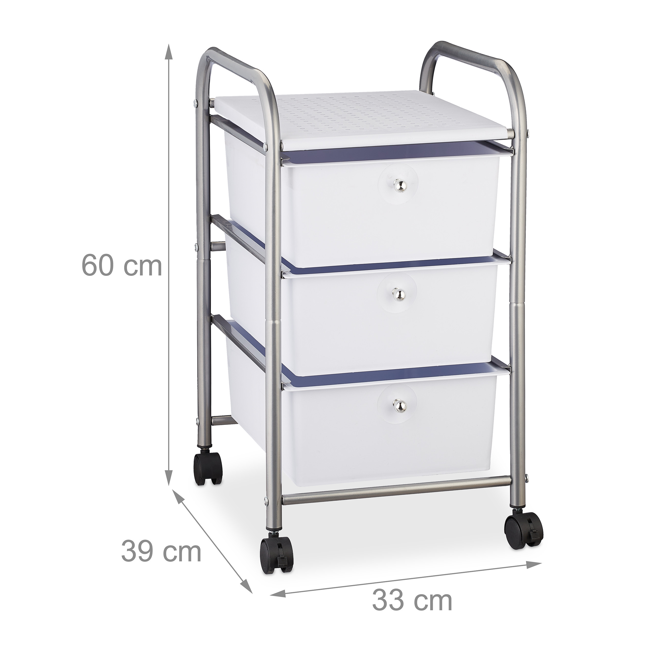 Carrito auxiliar carro de almacenamiento 4 ruedas 3 cajones carrito de baño - Imagen 7 de 36