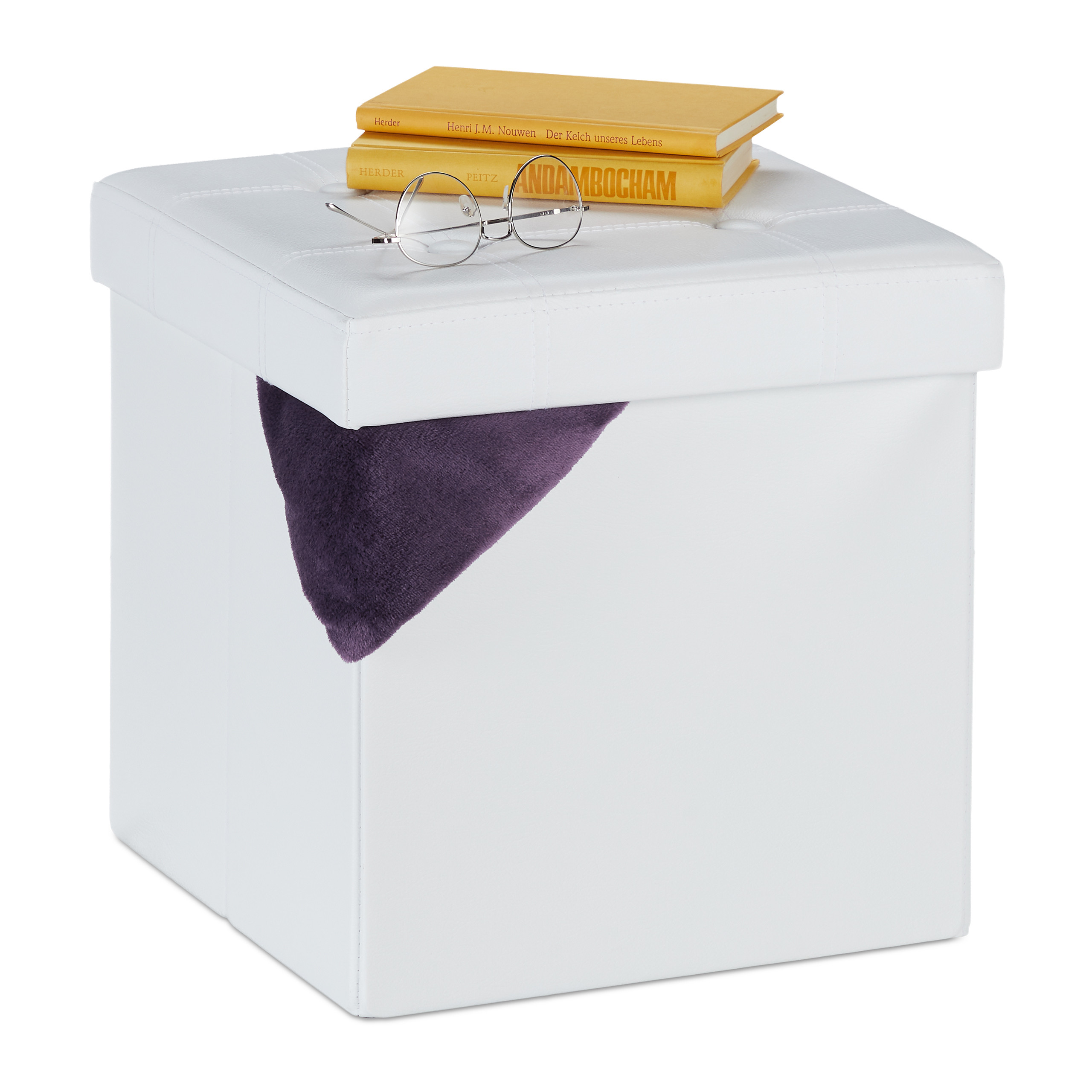 Sitzhocker mit stauraum Aufbewahrungshocker Falthocker Polsterwürfel 40 l
