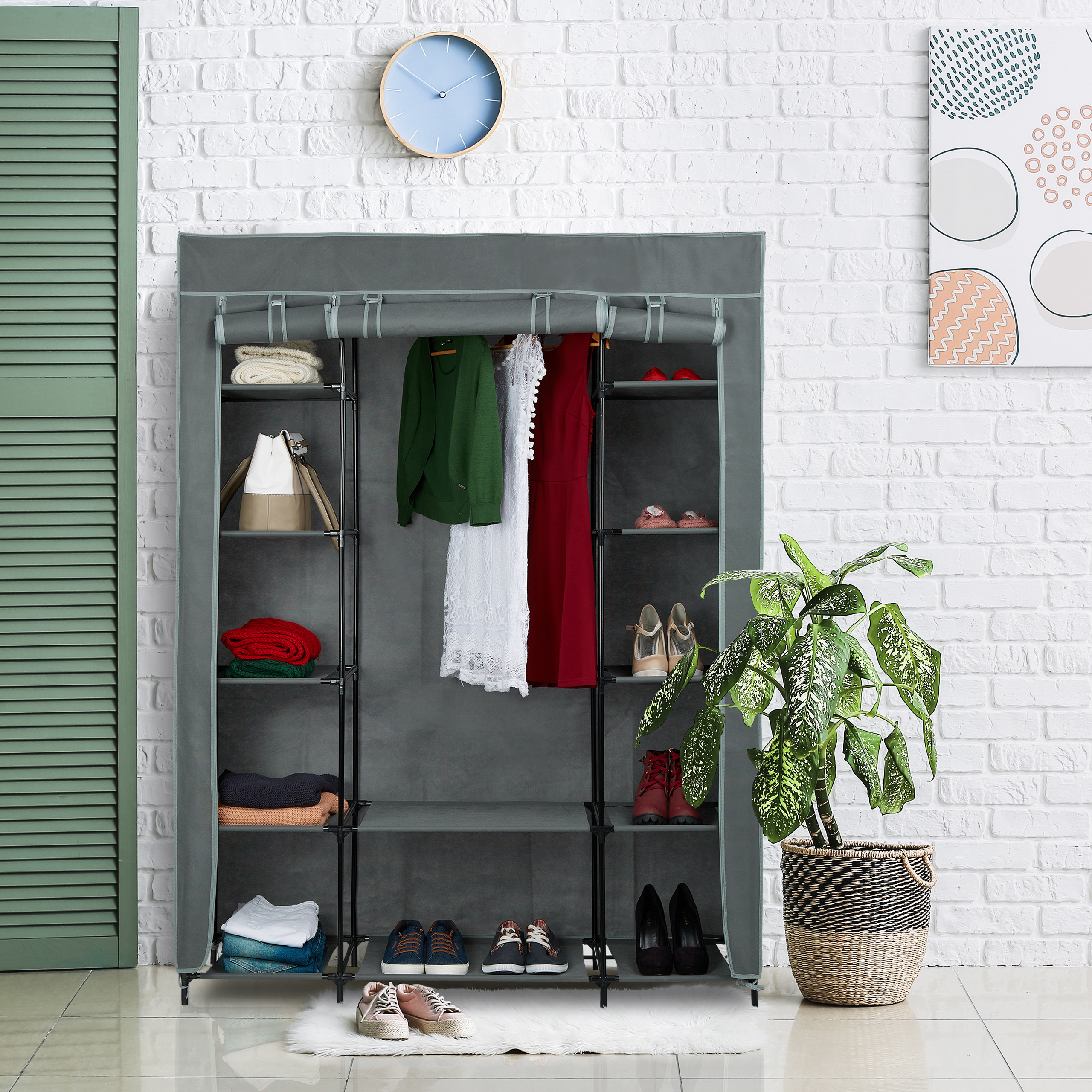 Armario tela xxl guardarropa portátil mueble organizador 12 estantes 3 kg - Imagen 3 de 12