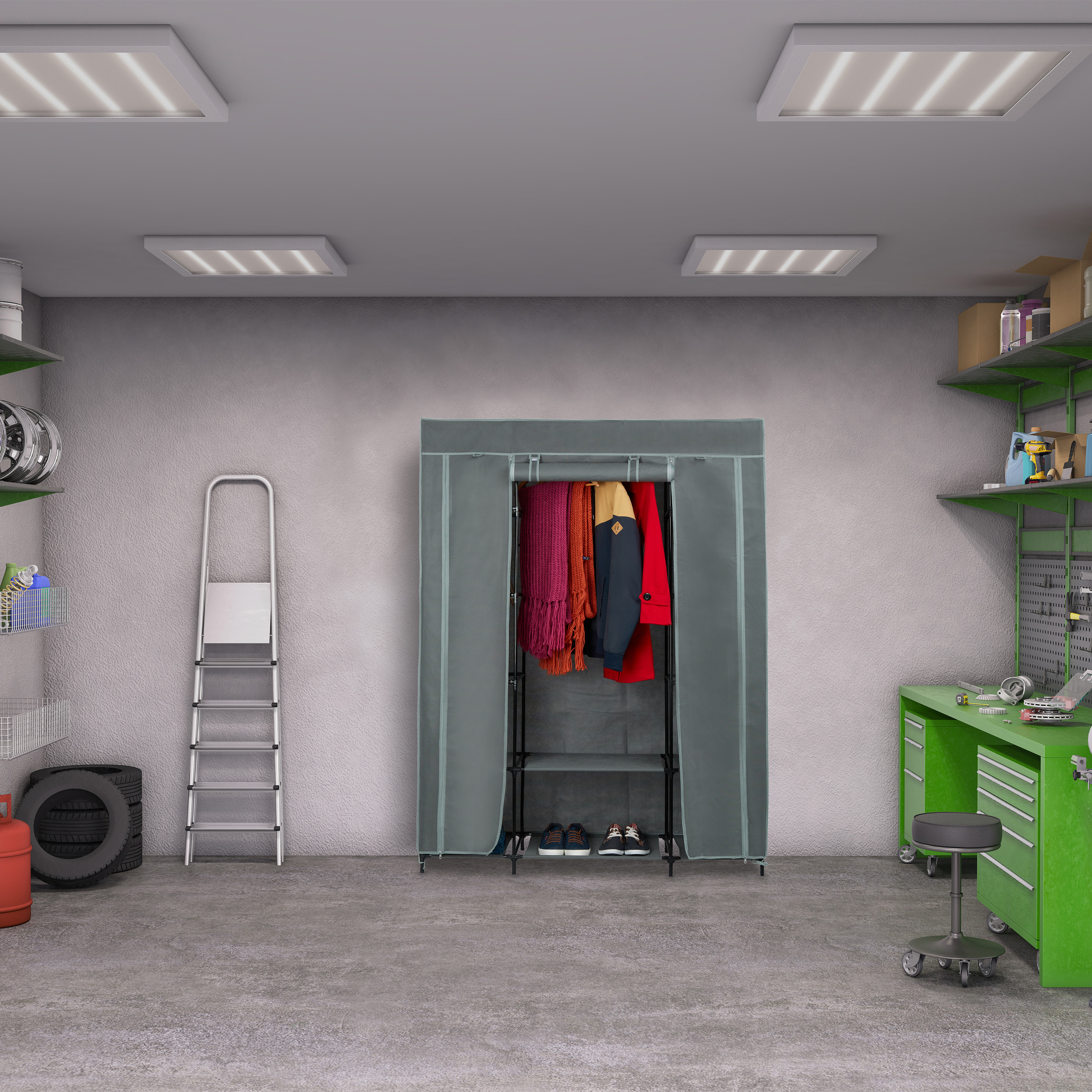 Armario tela xxl guardarropa portátil mueble organizador 12 estantes 3 kg - Imagen 7 de 12