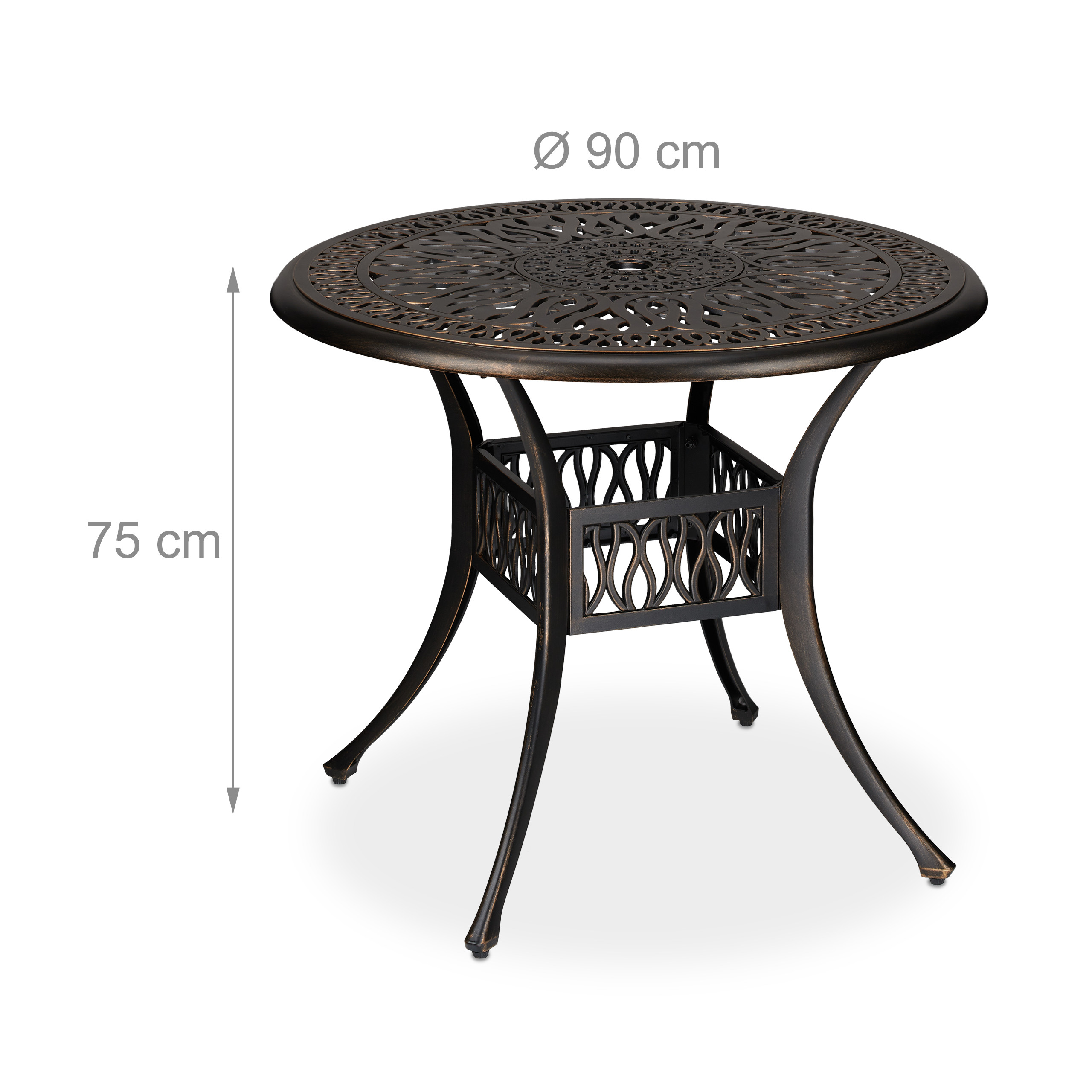 Gartentisch rund Outdoor Tisch mit Schirmloch Kaffeetisch Garten Beistelltisch