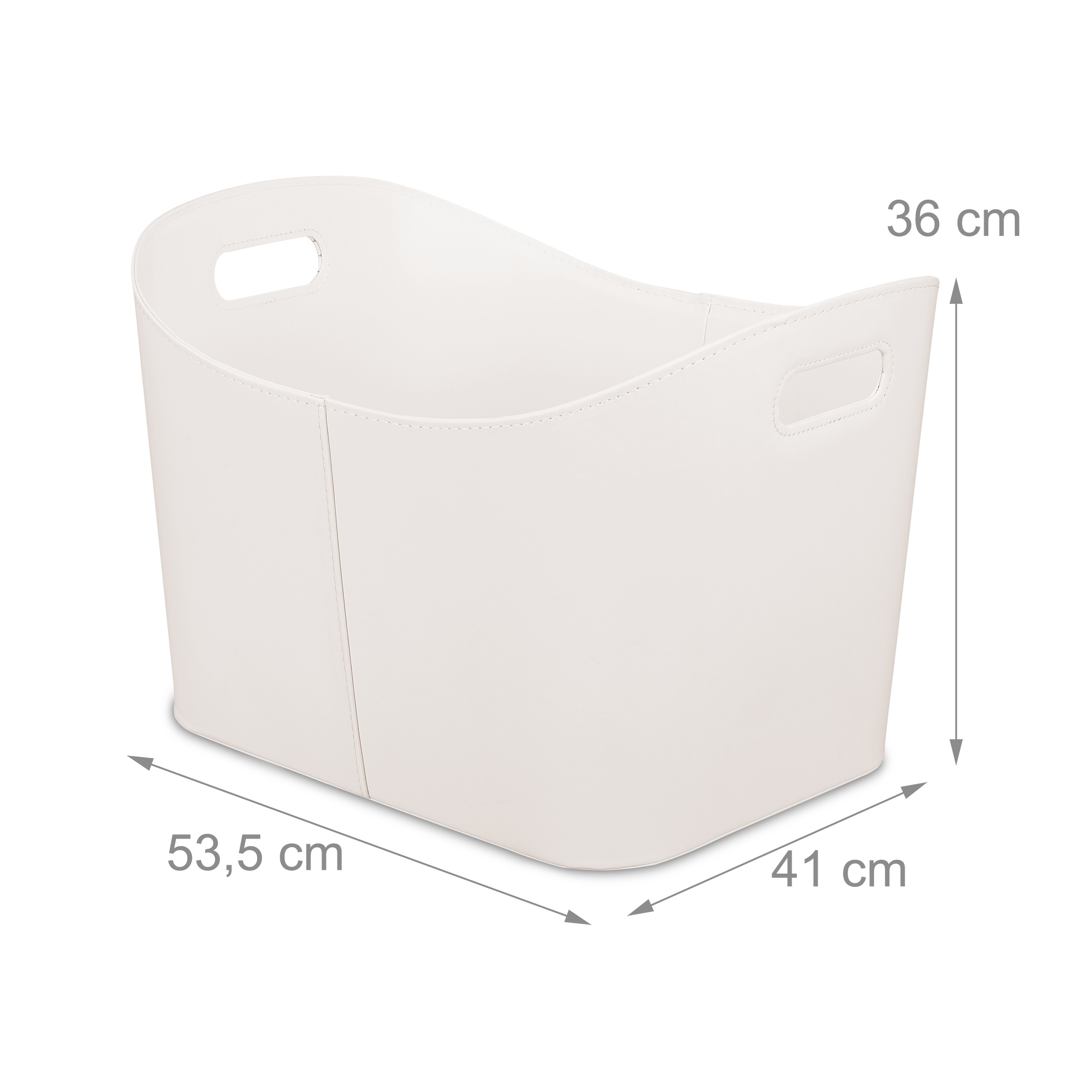 Cesta de madera cesta de madera para chimenea cesta de cuero sintético cesta multiusos blanco crema estable crema - Imagen 6 de 10