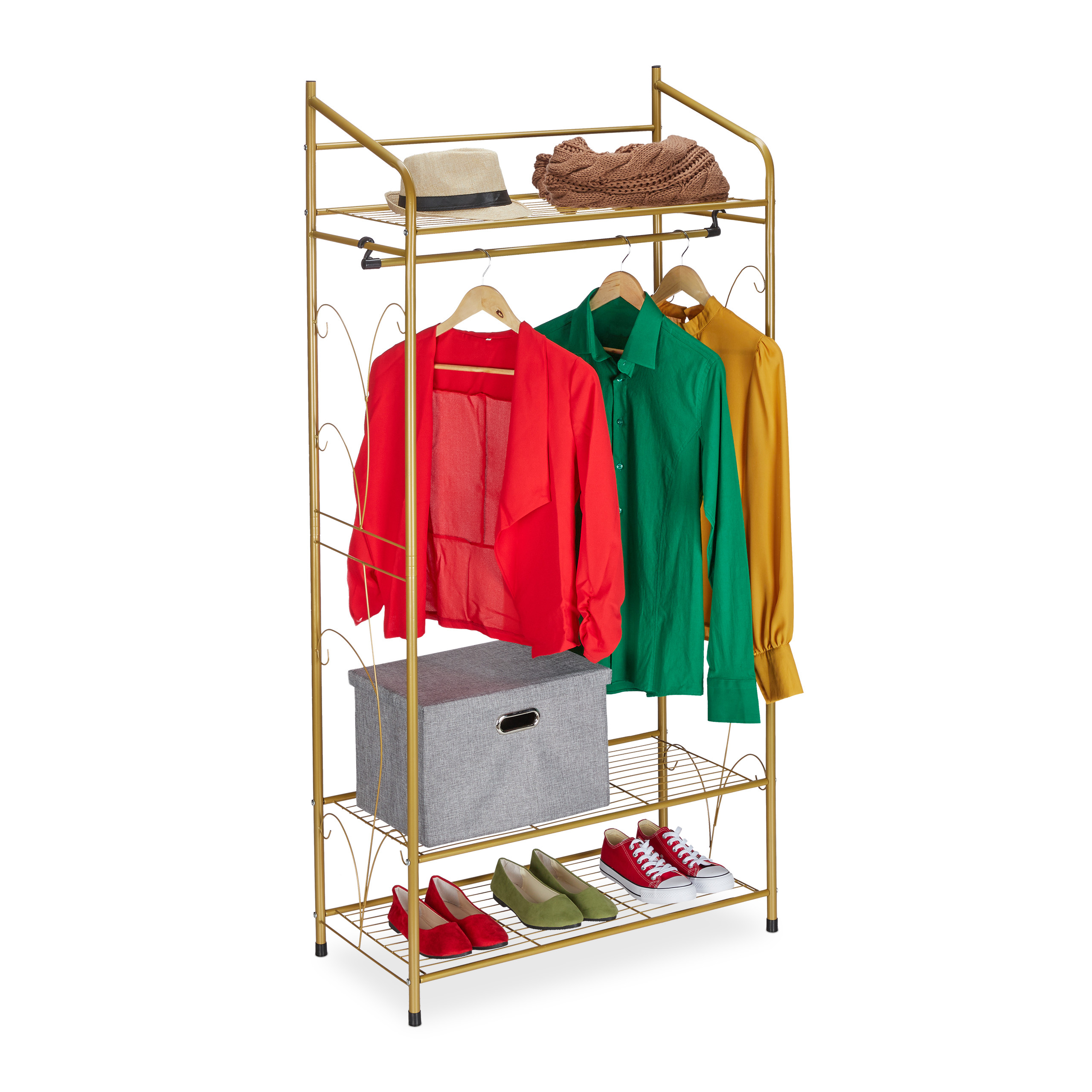 Kleiderständer Garderobenständer Flurgarderobe 3 Ablagen Freistehend 20 kg - Bild 4 von 23