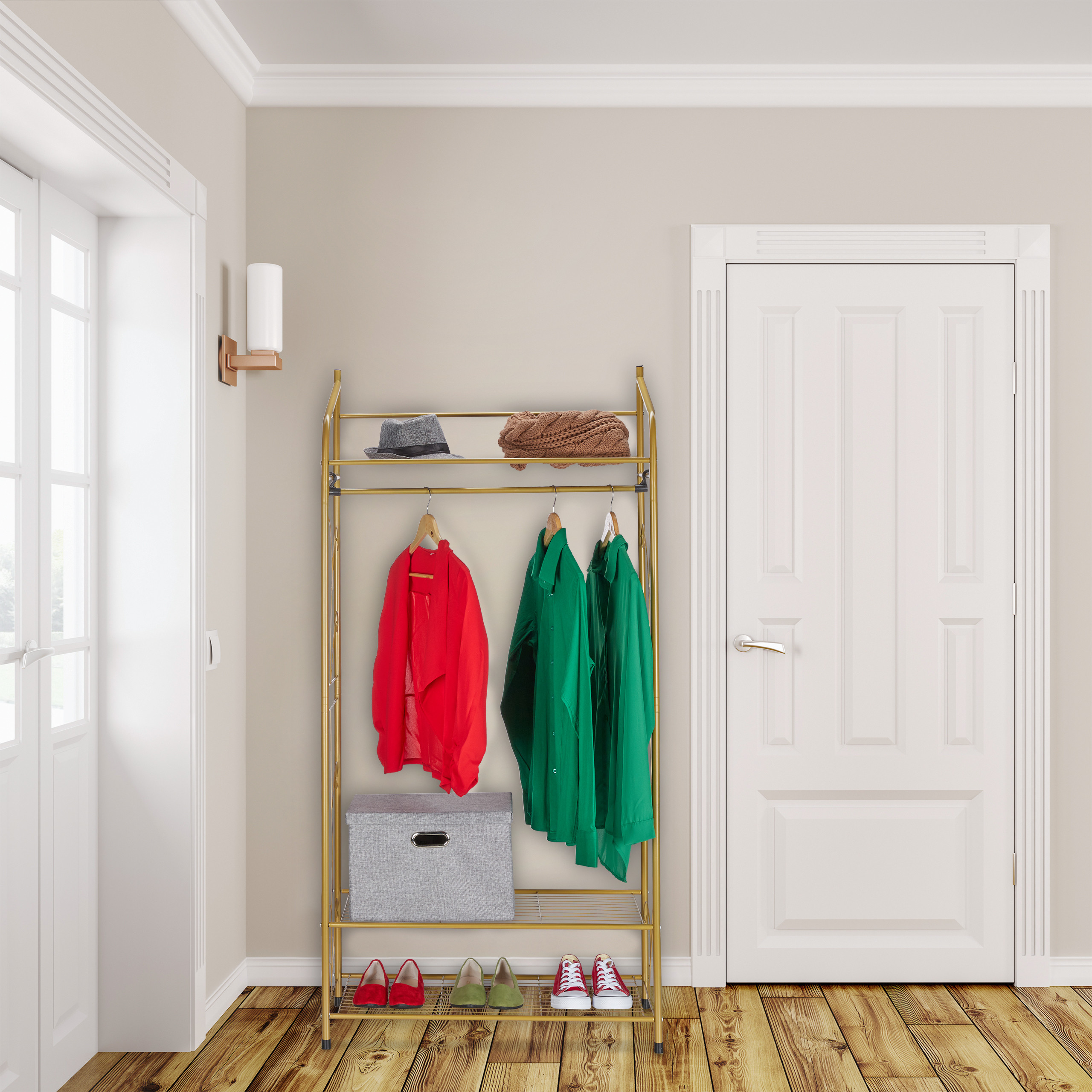 Kleiderständer Garderobenständer Flurgarderobe 3 Ablagen Freistehend 20 kg - Bild 6 von 23