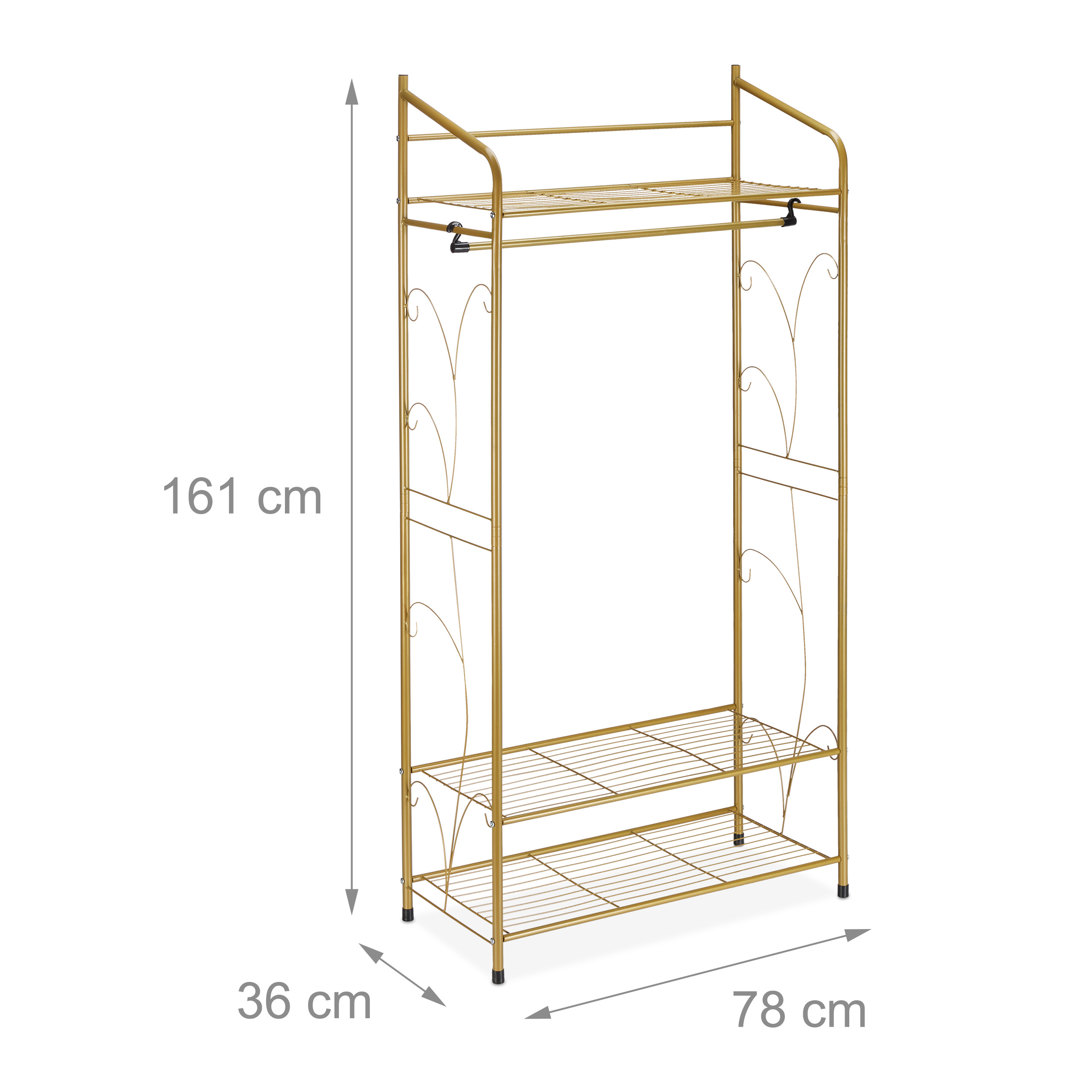 Kleiderständer Garderobenständer Flurgarderobe 3 Ablagen Freistehend 20 kg - Bild 7 von 23