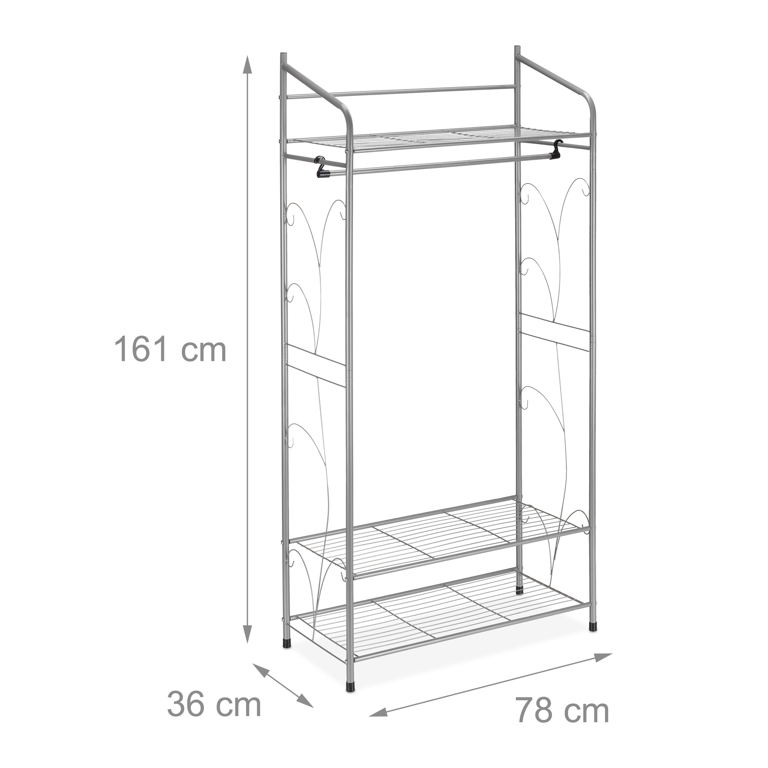 Kleiderständer Garderobenständer Flurgarderobe 3 Ablagen Freistehend 20 kg - Bild 17 von 23