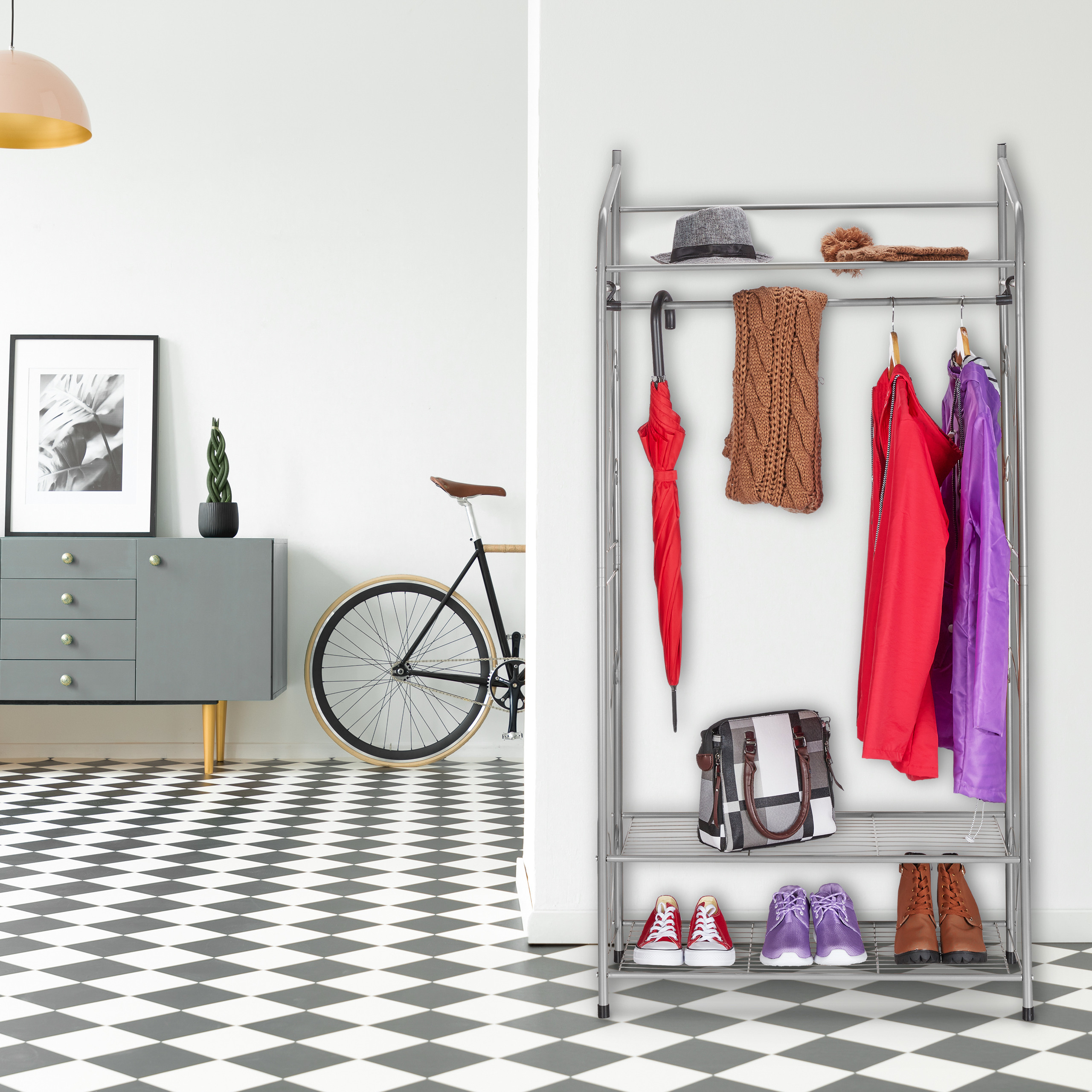 Kleiderständer Garderobenständer Flurgarderobe 3 Ablagen Freistehend 20 kg - Bild 18 von 23