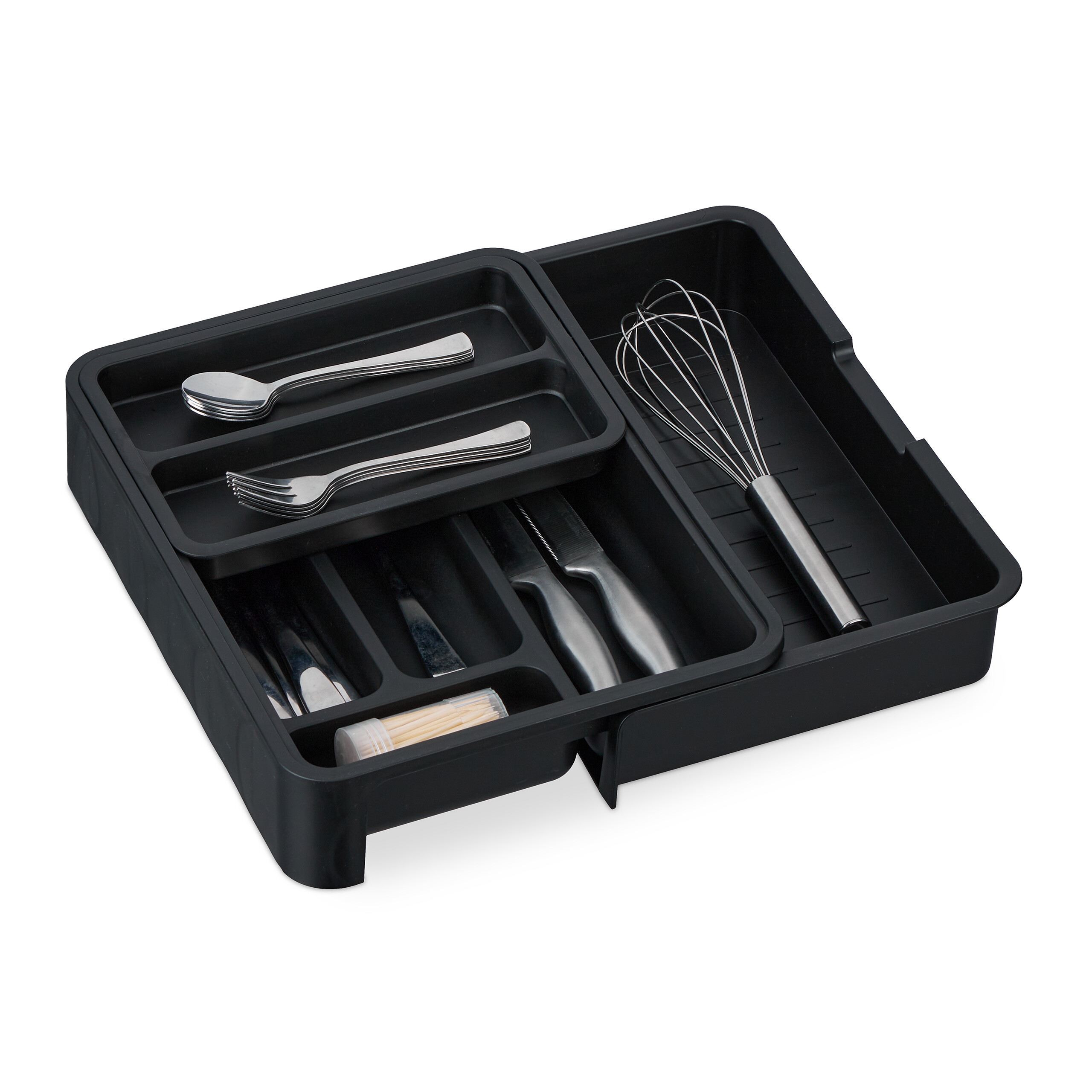Organizzatore per cassetti per posate Vassoio per utensili espandibile per posate e posate regolabili da cucina Organizzatore di posate nero  15