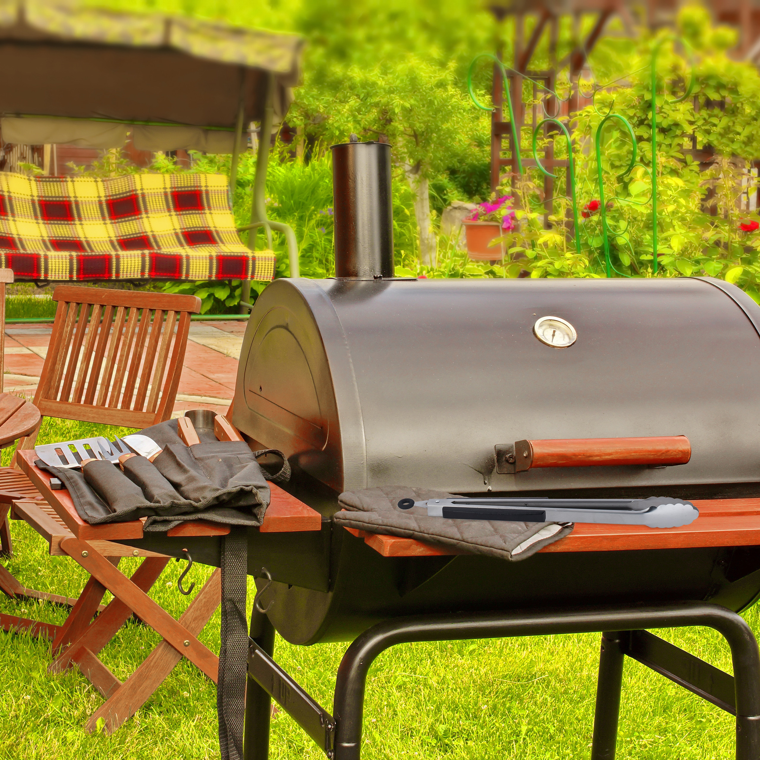 3x pinza barbecue accessori professionali griglia bbq acciaio inox manico legno