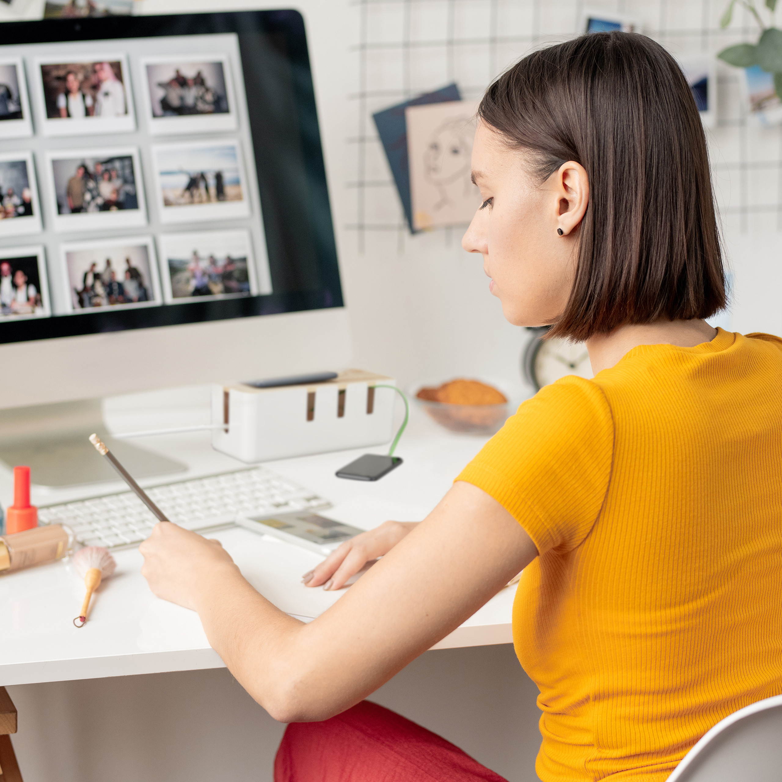 Kabelbox Kabelaufbewahrungsbox Steckdosenbox Kabelsammler modern Holzdeckel - Bild 16 von 24