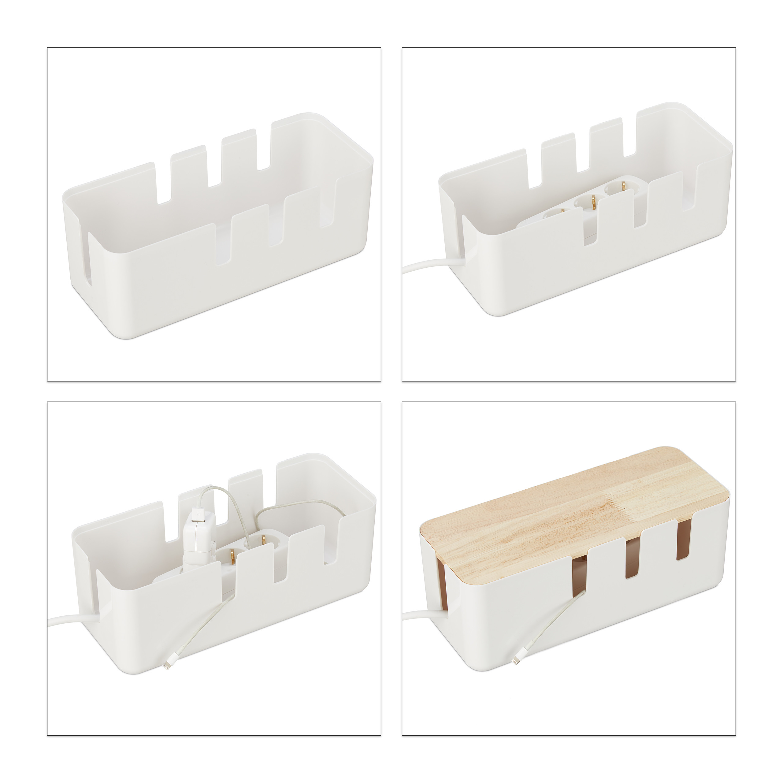 Kabelbox Kabelaufbewahrungsbox Steckdosenbox Kabelsammler modern Holzdeckel - Bild 9 von 24