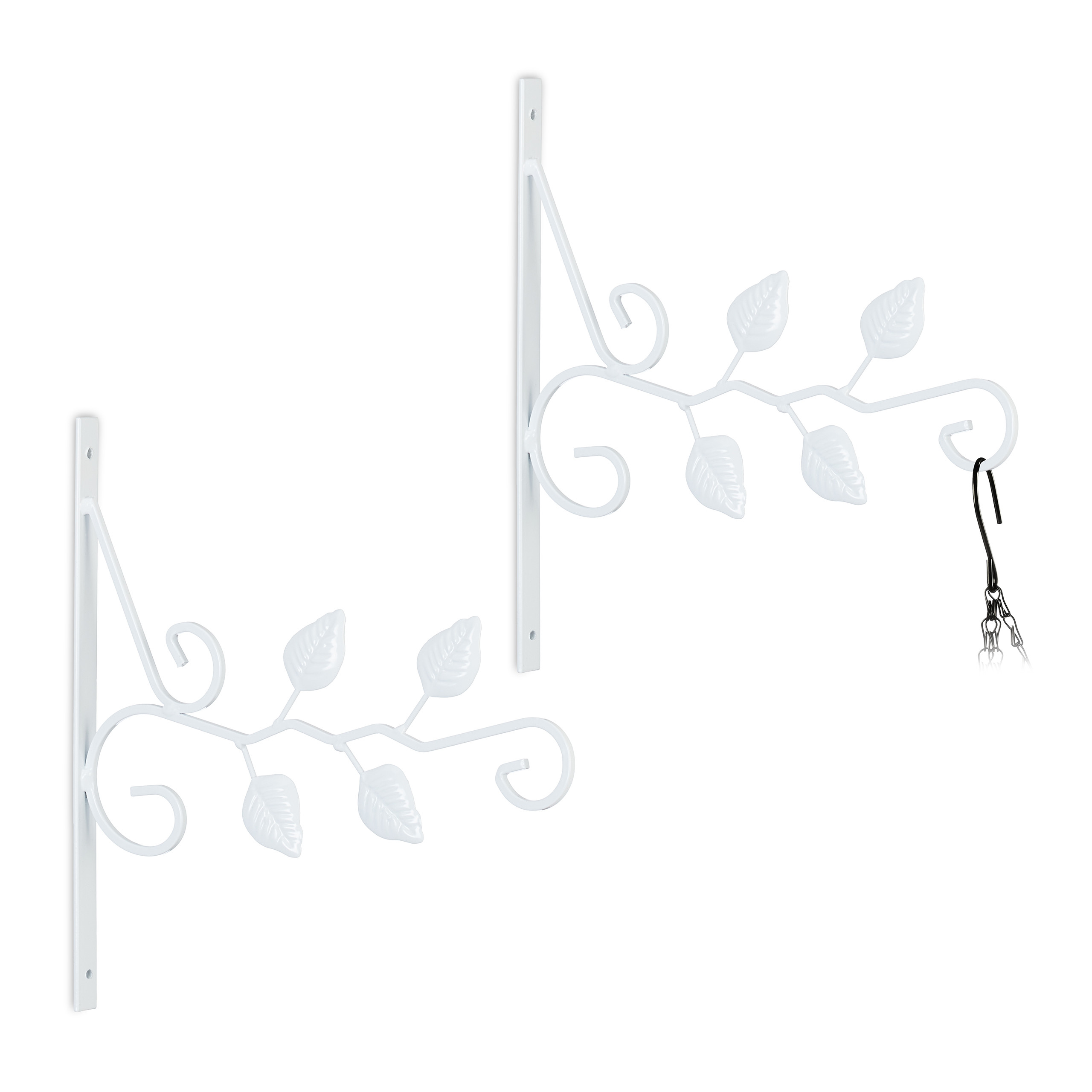 Crochets Suspension Plantes LANSKYLAN 2PCs - Fer Noir, 18.5x8.4 Cm | Pour Paniers, Lanternes
