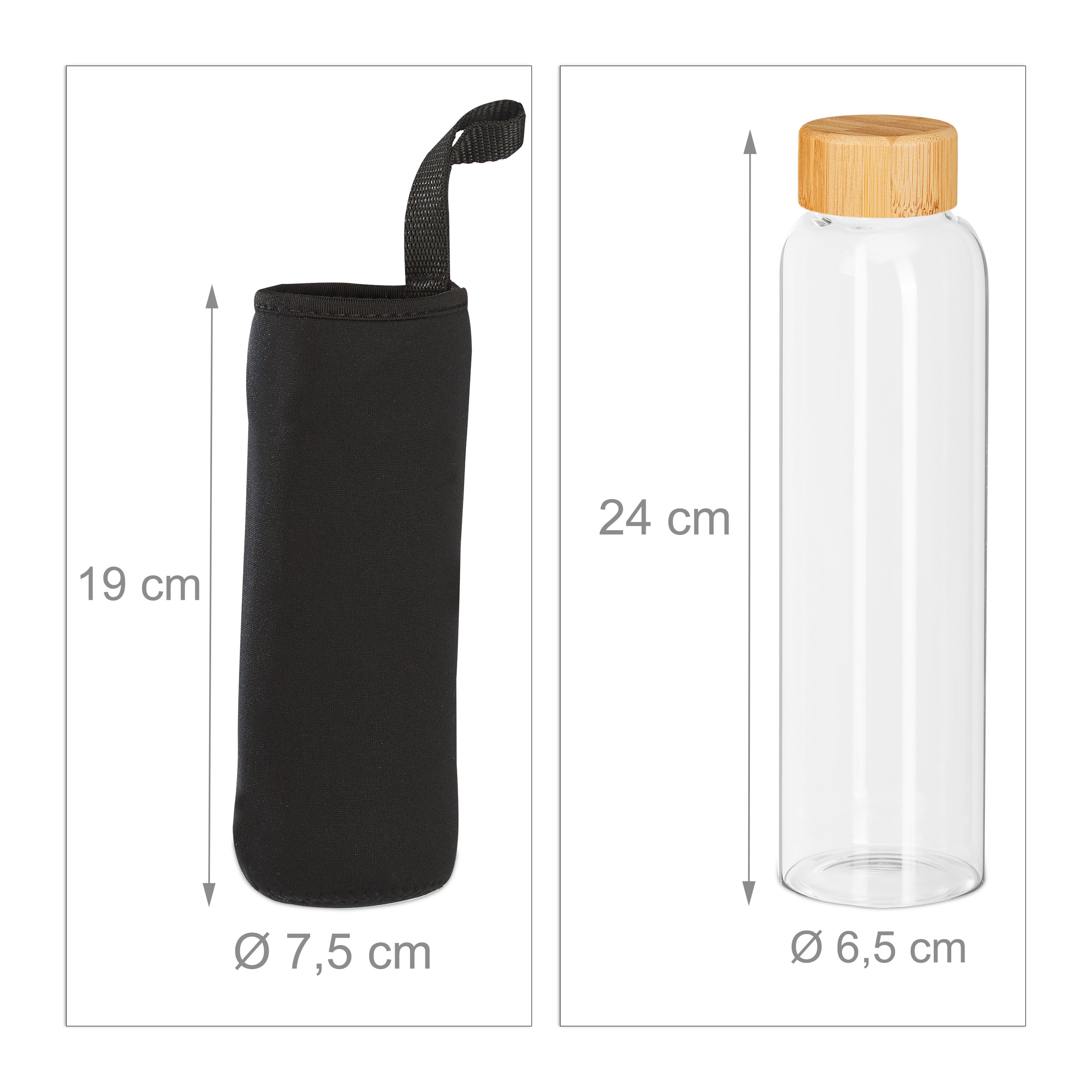 Water Bottle Bamboo Water Bottle Reusable Glass Bottle Lightweight 6 Pack  500ml 4052025422615| eBay