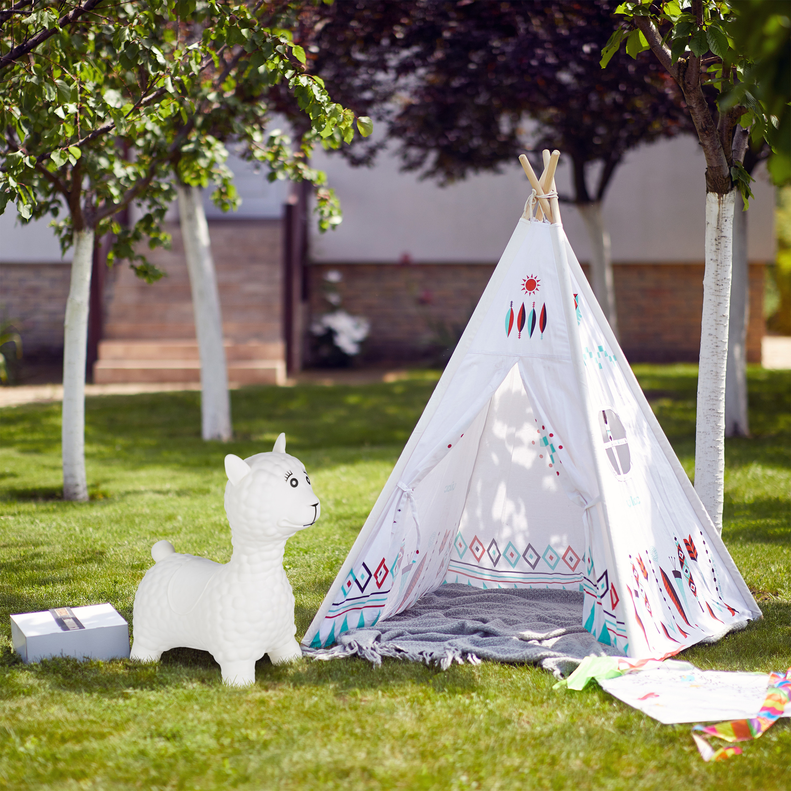 Relaxdays Animal Sauteur Lama Marron Avec Pompe - Jouet Gonflable Pour Enfants Dès 3 Ans Sans BPA Intérieur Extérieur