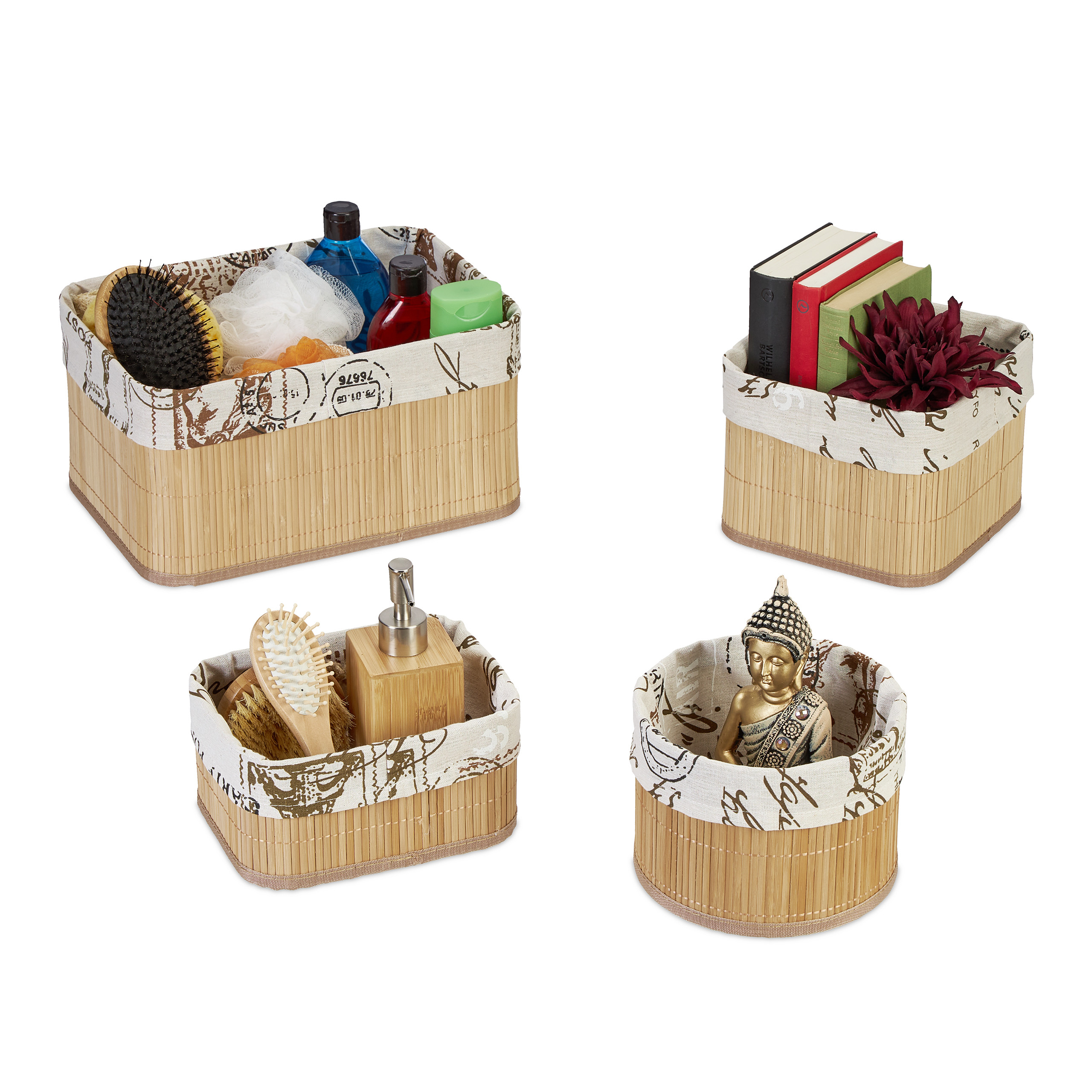 Aufbewahrungskorb 4er Set Badkrbchen Badezimmer Aufbewahrung Bambus  Krbchen | eBay.de