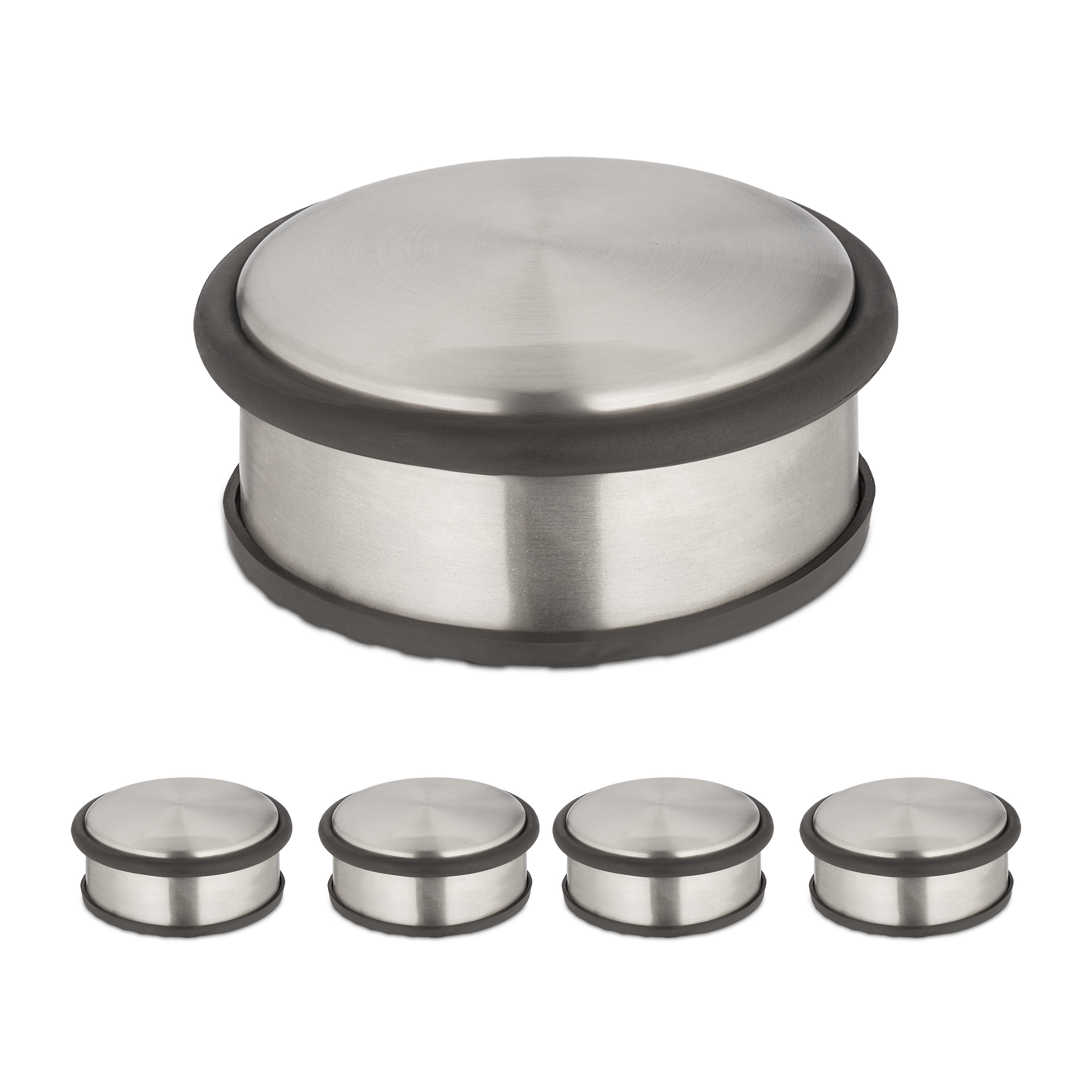 Türstopper 5er Set Tür-Aufhalter Bodentürstopper flach Bodentürpuffer Edelstahl