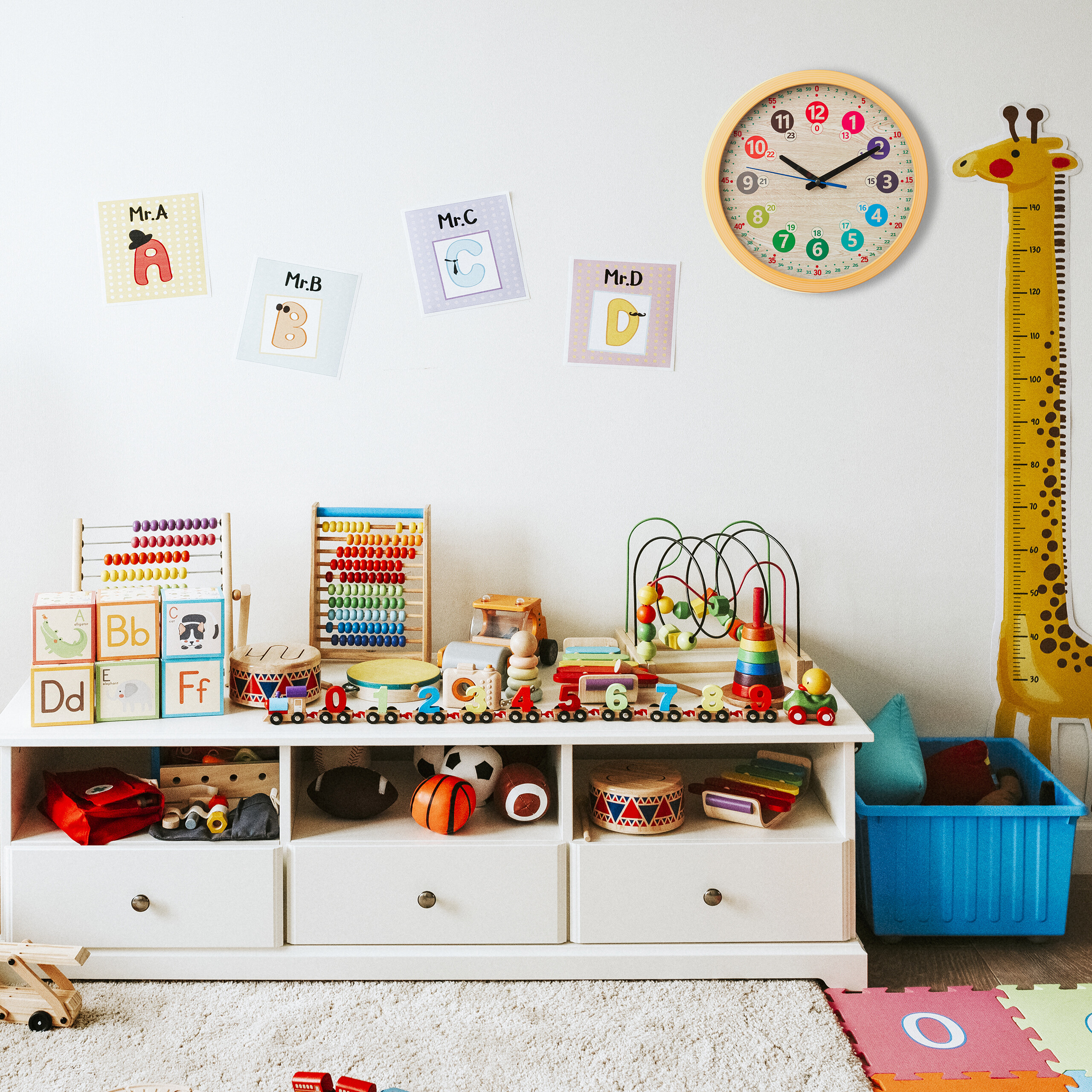Reloj de pared niños colorido reloj infantil a pilas 30 cm reloj de pared para niños - Imagen 2 de 8