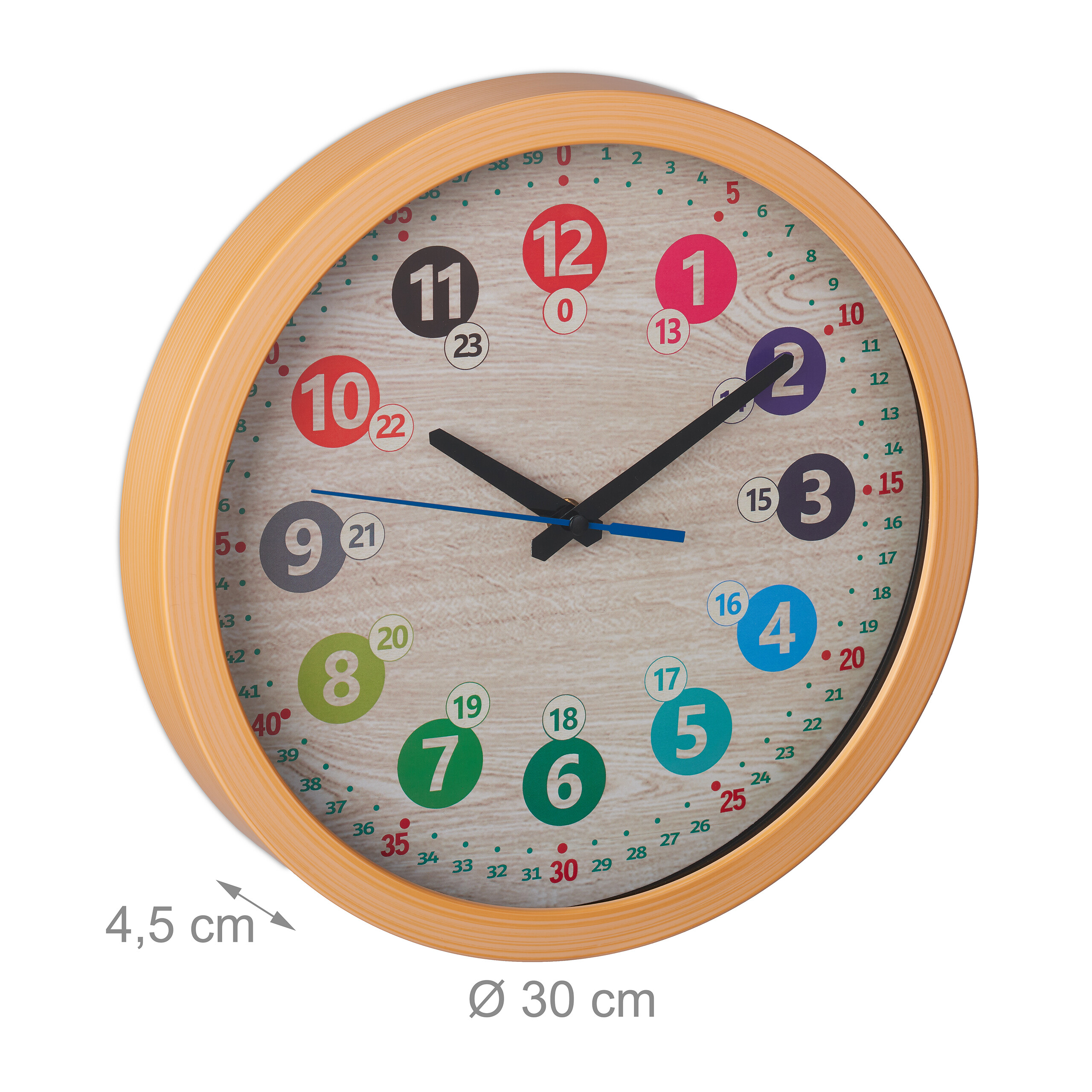 Reloj de pared niños colorido reloj infantil a pilas 30 cm reloj de pared para niños - Imagen 4 de 8