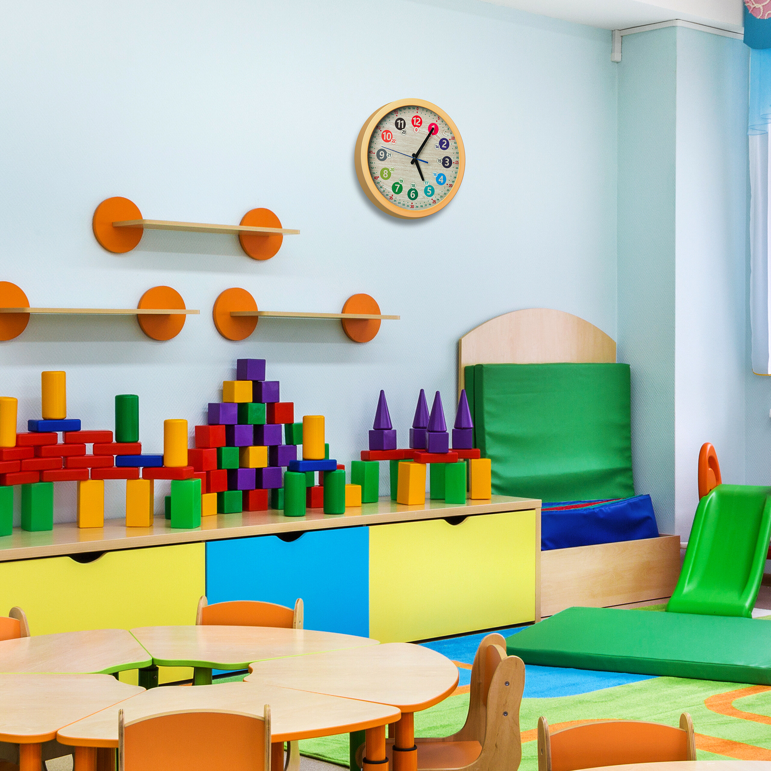 Reloj de pared niños colorido reloj infantil a pilas 30 cm reloj de pared para niños - Imagen 5 de 8