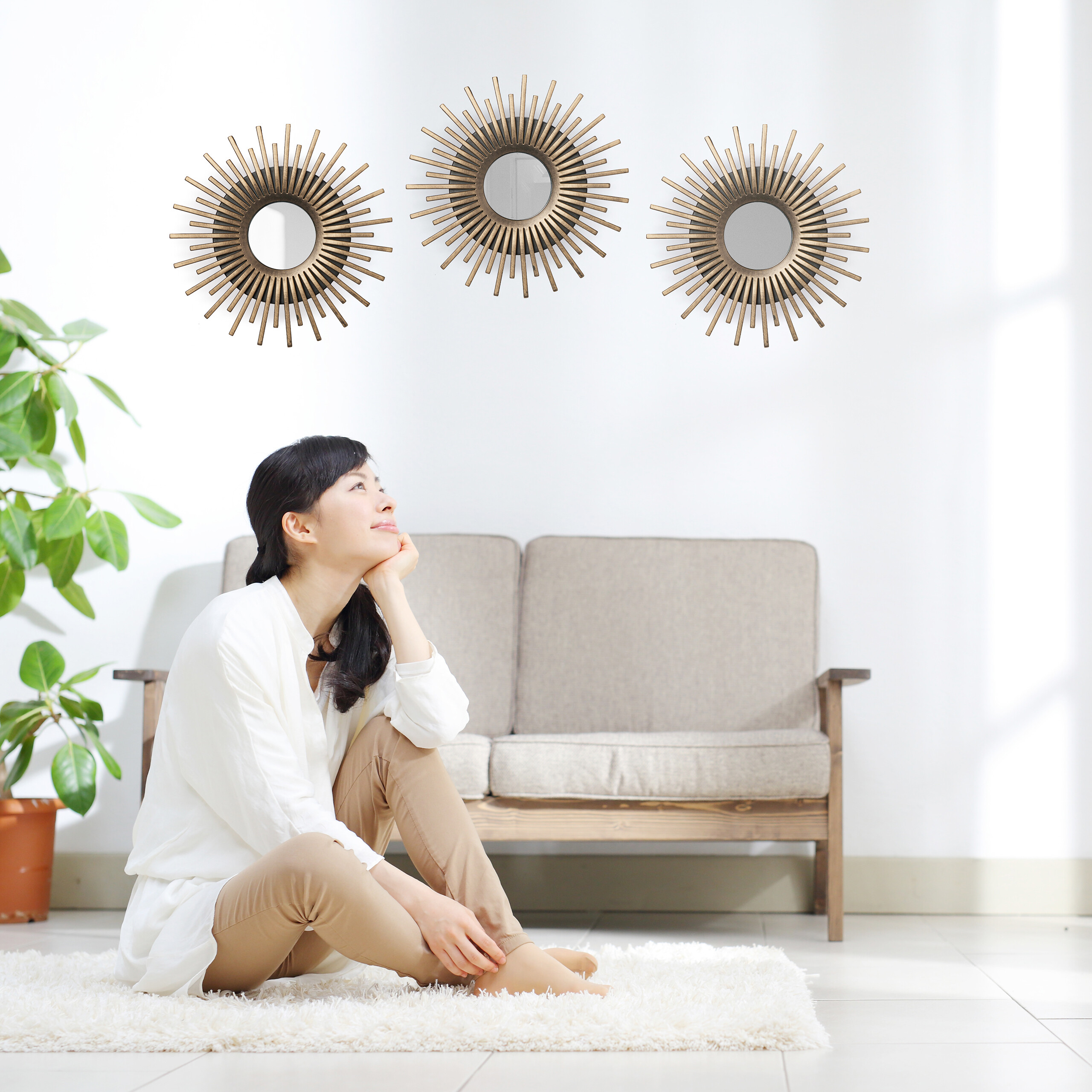 Specchio Rotondo Da Parete 50 Cm Con Cornice Nera - Moderno Per Bagno, Camera, Ingresso - Foto 9