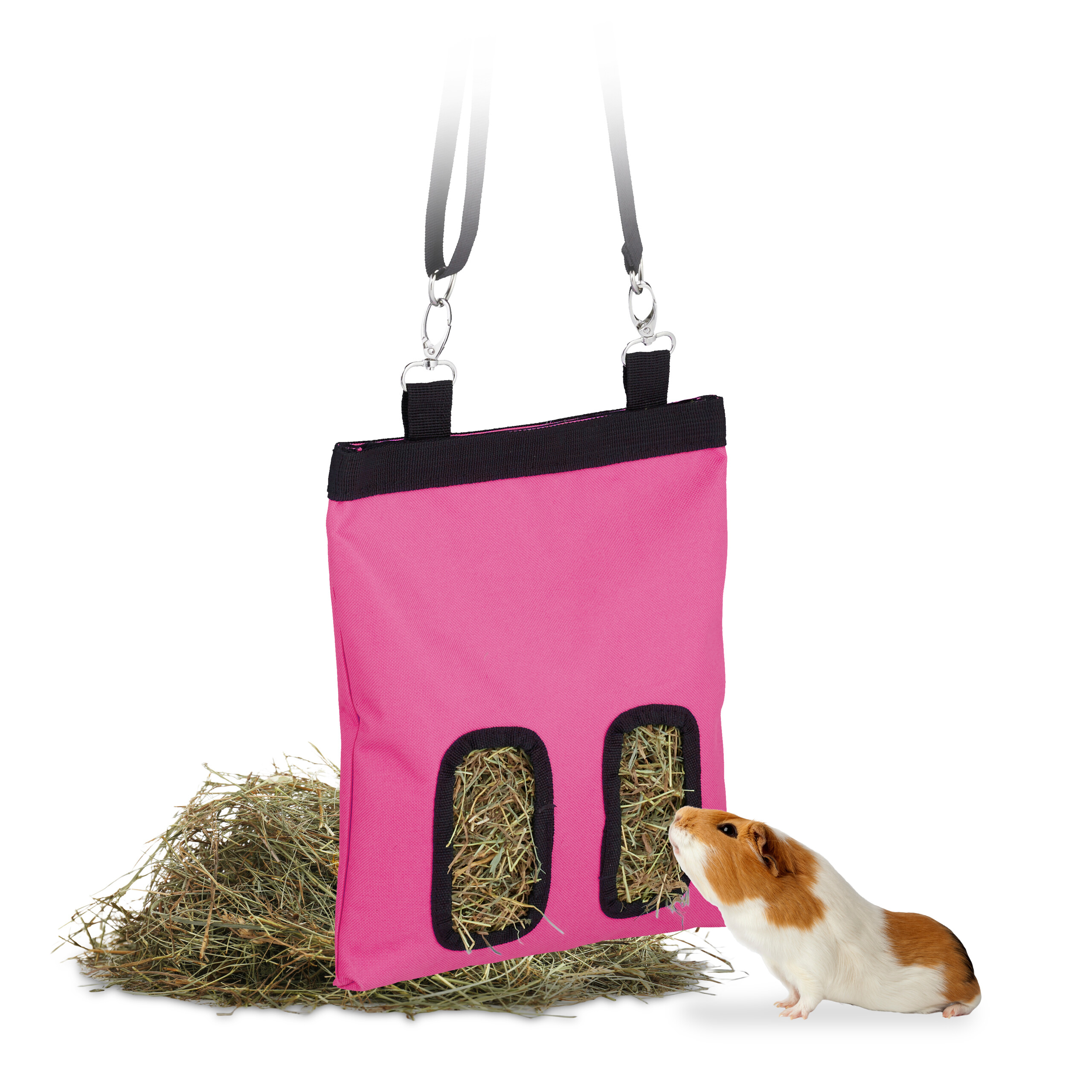 Hay bag Small Animal Feeder Adjustable Strap Zip Closure Hay Storage Bag