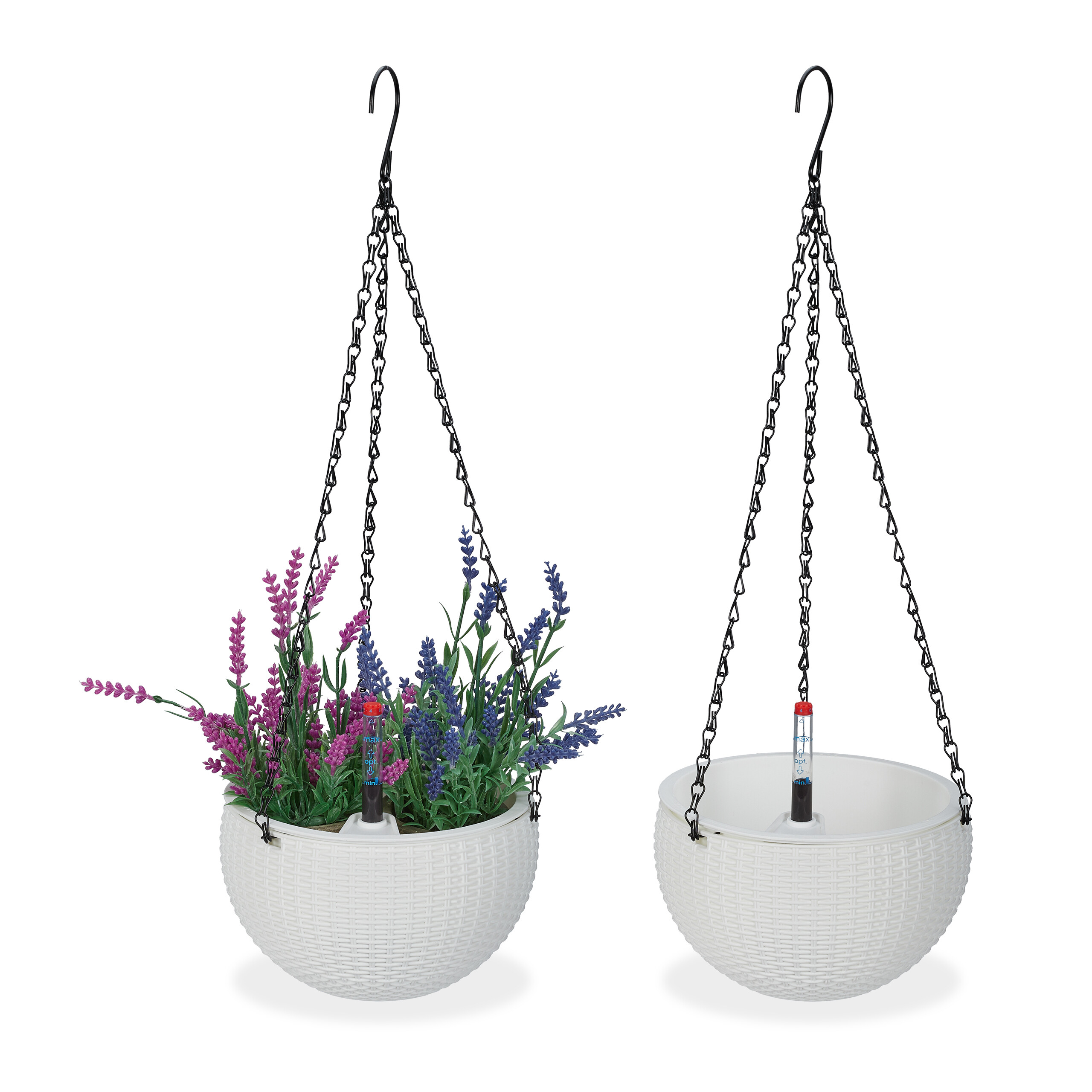 Vasi Autoirriganti Vanslogreen 3 Pezzi - Fioriere Con Foro Di Drenaggio Per Interno/Esterno, Bianco, 25cm