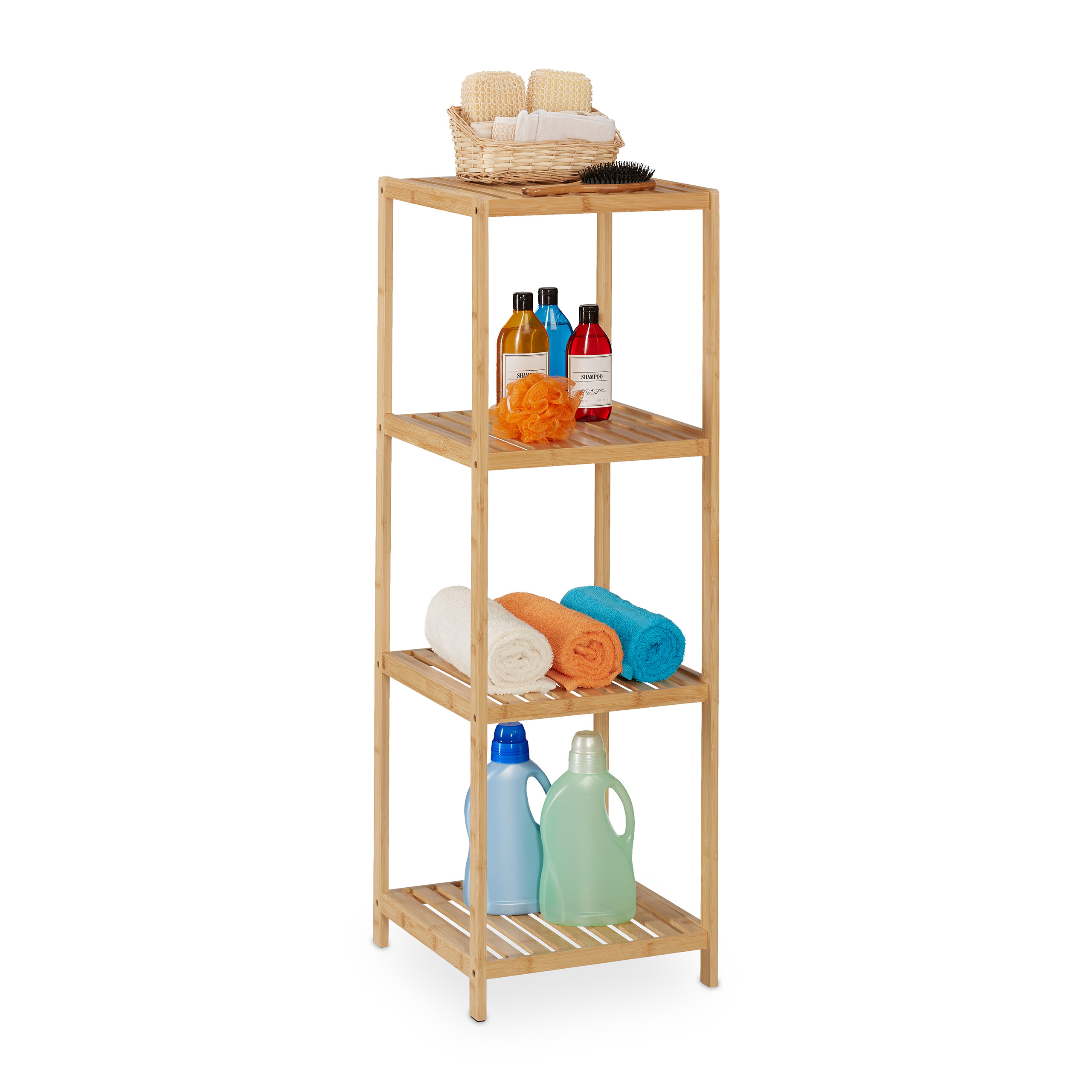 Badregal Bambusregal Standregal Kchenregal natur schmal 4 Ablagen leicht |  eBay