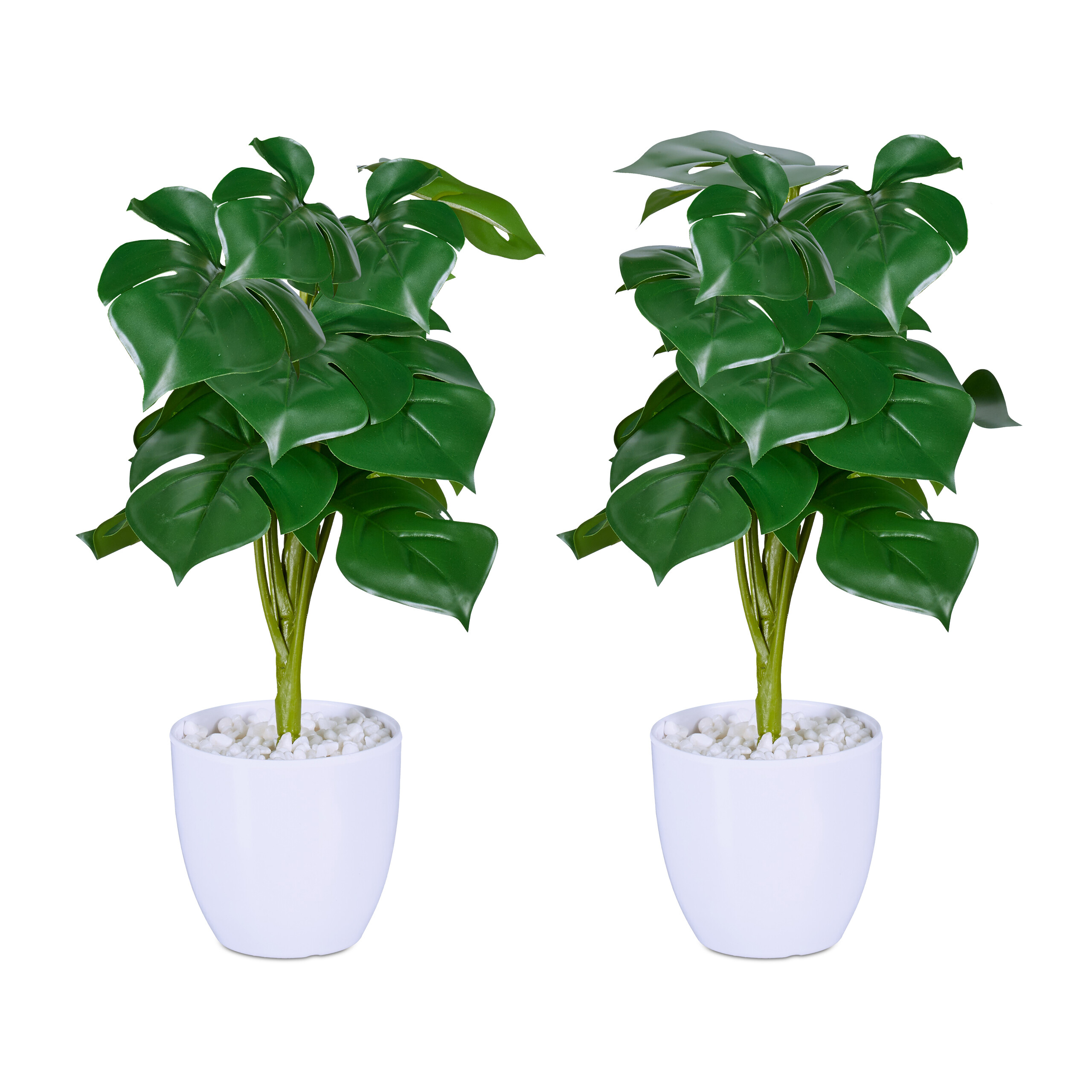 Kunstpflanze monstera Plastikpflanze Kunstpflanzen Set langlebig grün 2 Stück