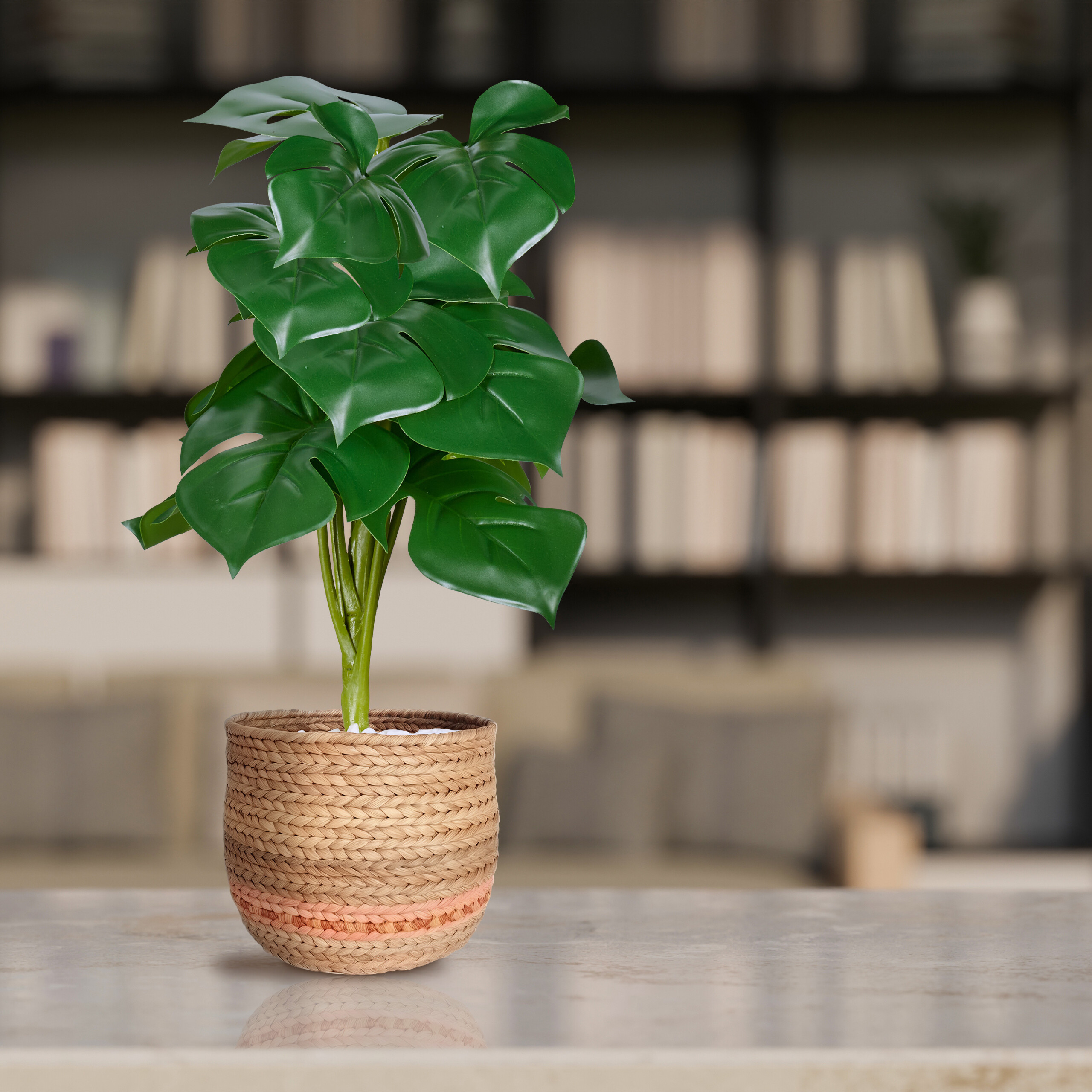 Kunstpflanze monstera Plastikpflanze Kunstpflanzen Set langlebig grün 2 Stück