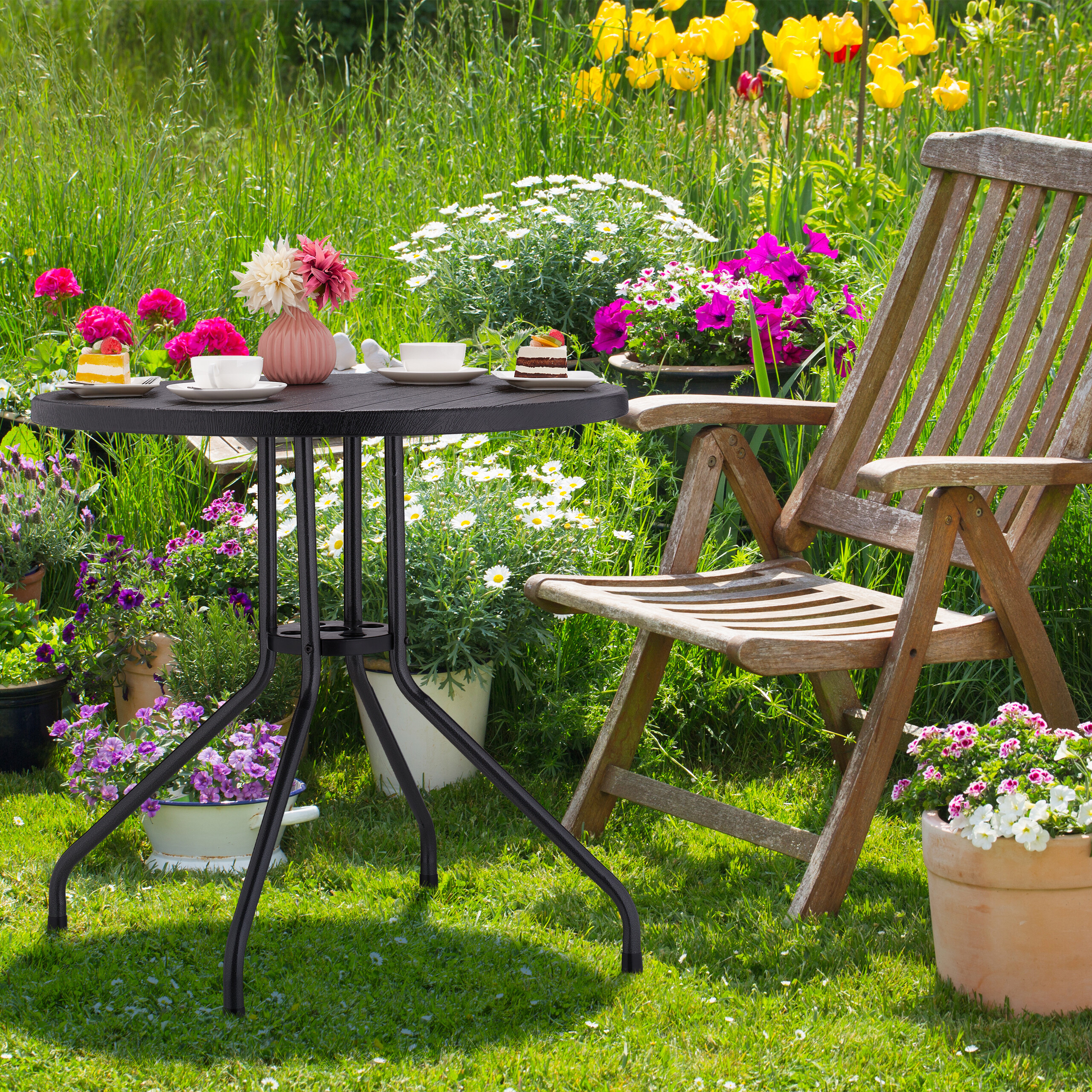 Gartentisch Terrassentisch Balkontisch Outdoor-Tisch wetterfest rund