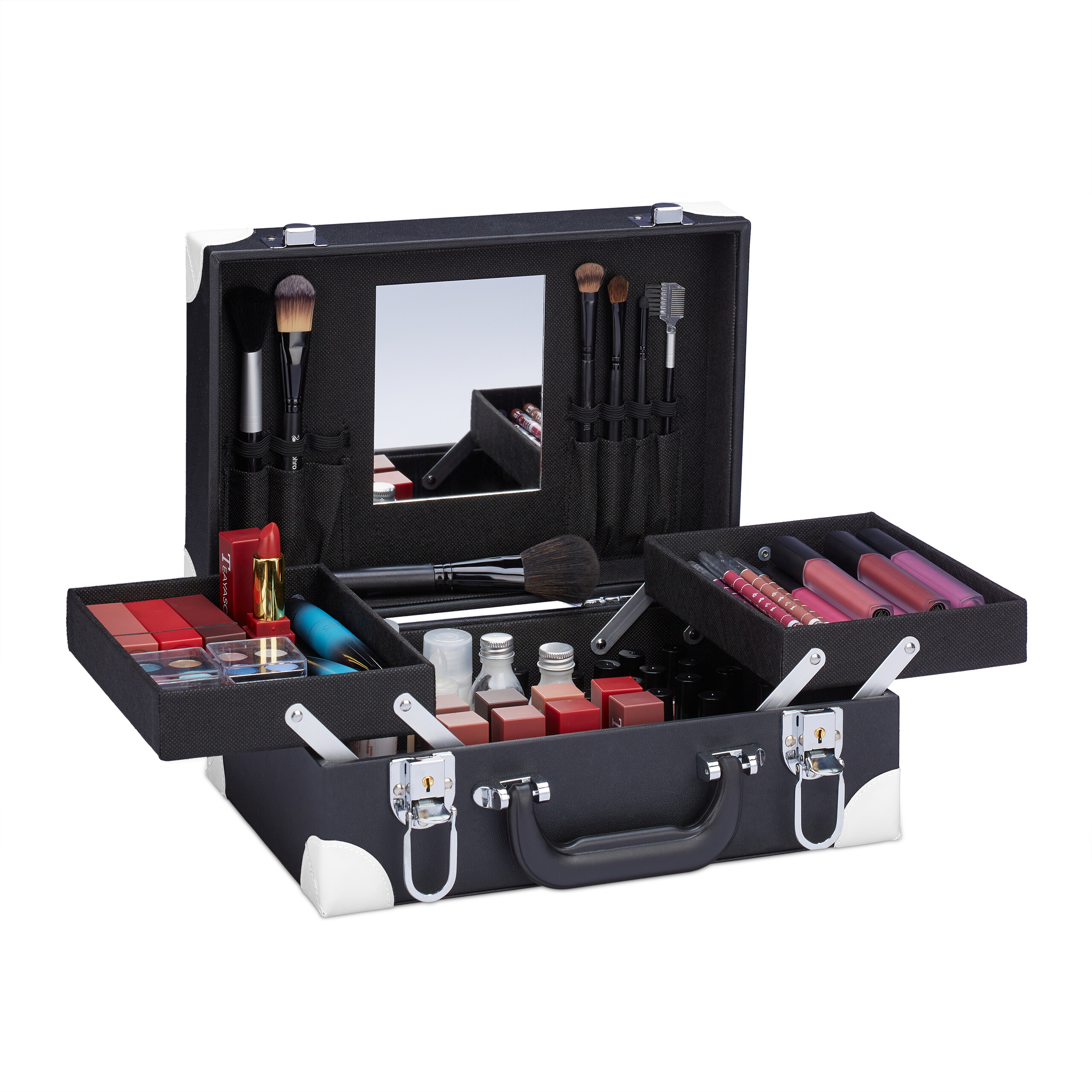 Kosmetikkoffer Schminkbox Make-Up Tasche Nagel-Organizer abschließbar groß