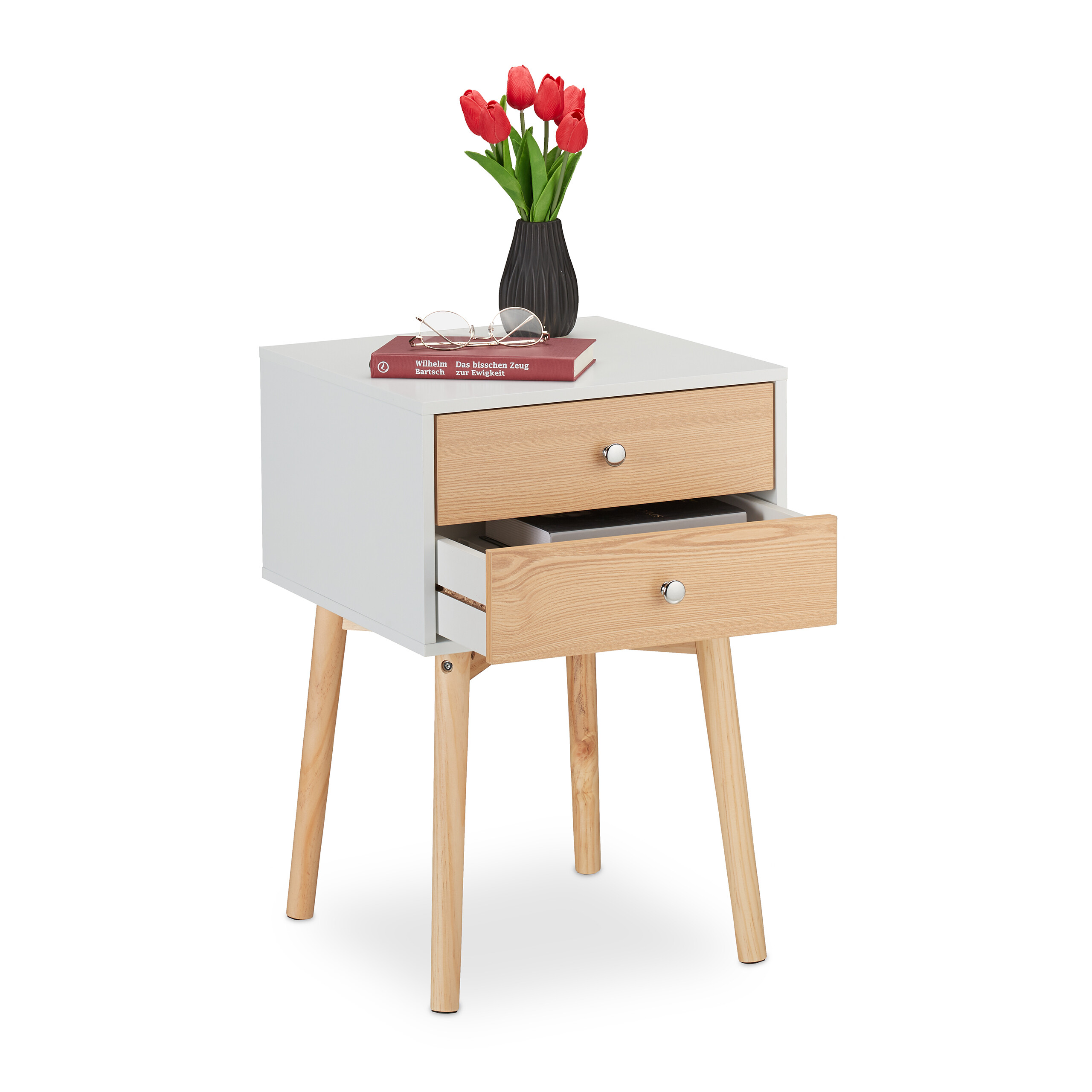 Nachttisch Nachtkommode Nachtschränkchen 2 Schubladen Nachttischschrank MDF