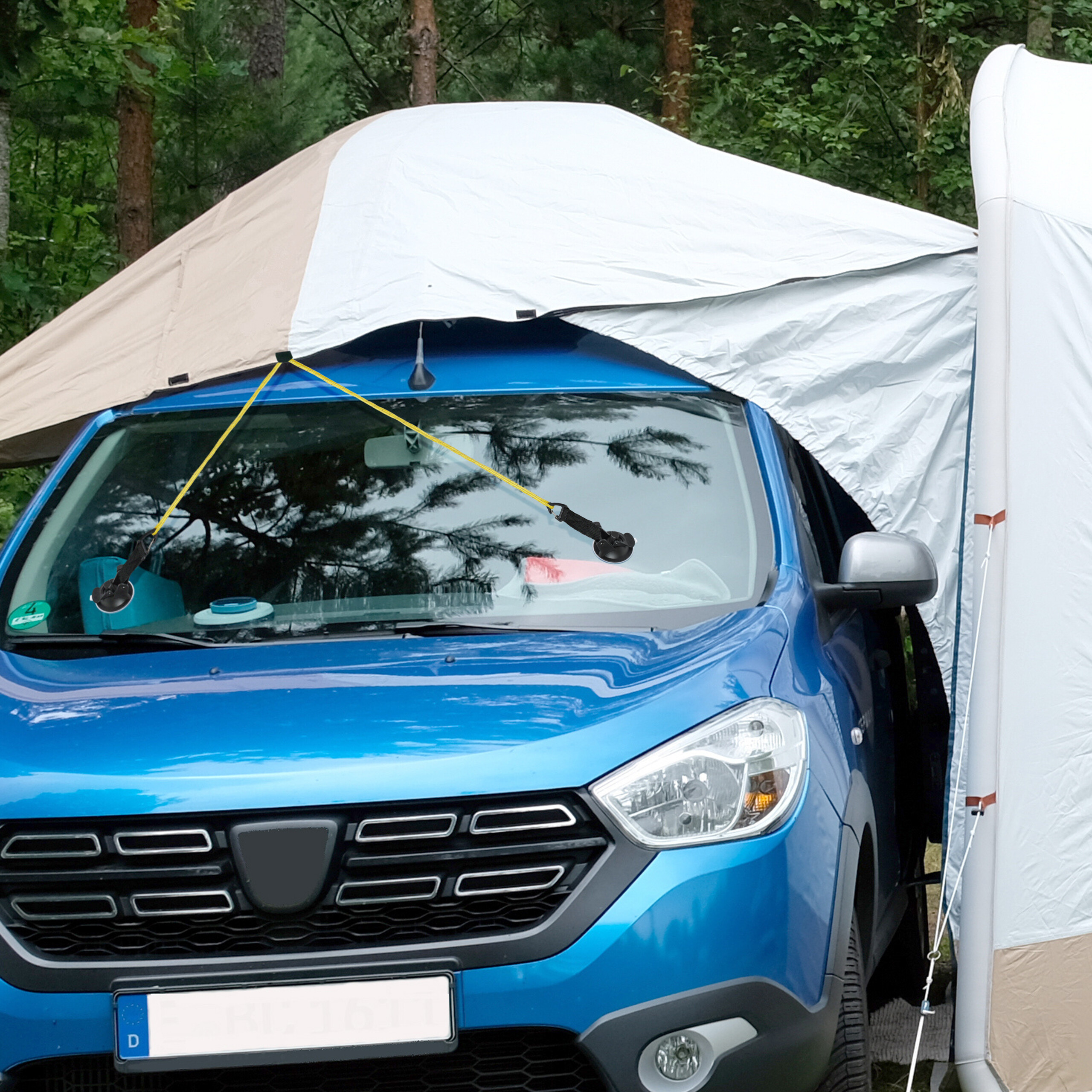 Lot de 4 ventouses d'ancrage, Ventouse de Camping, avec Crochets de Fixation,ventouses de Voiture, pour Camping, Camping-Car, - Sport