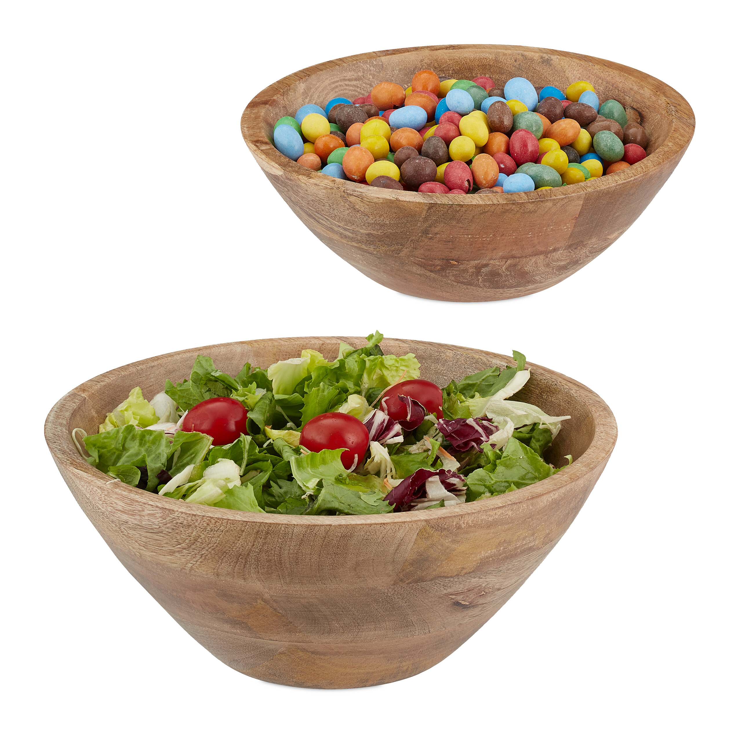 Salatschüssel Holz Servierschalen stapelbar pflegeleicht Salatschüssel Set