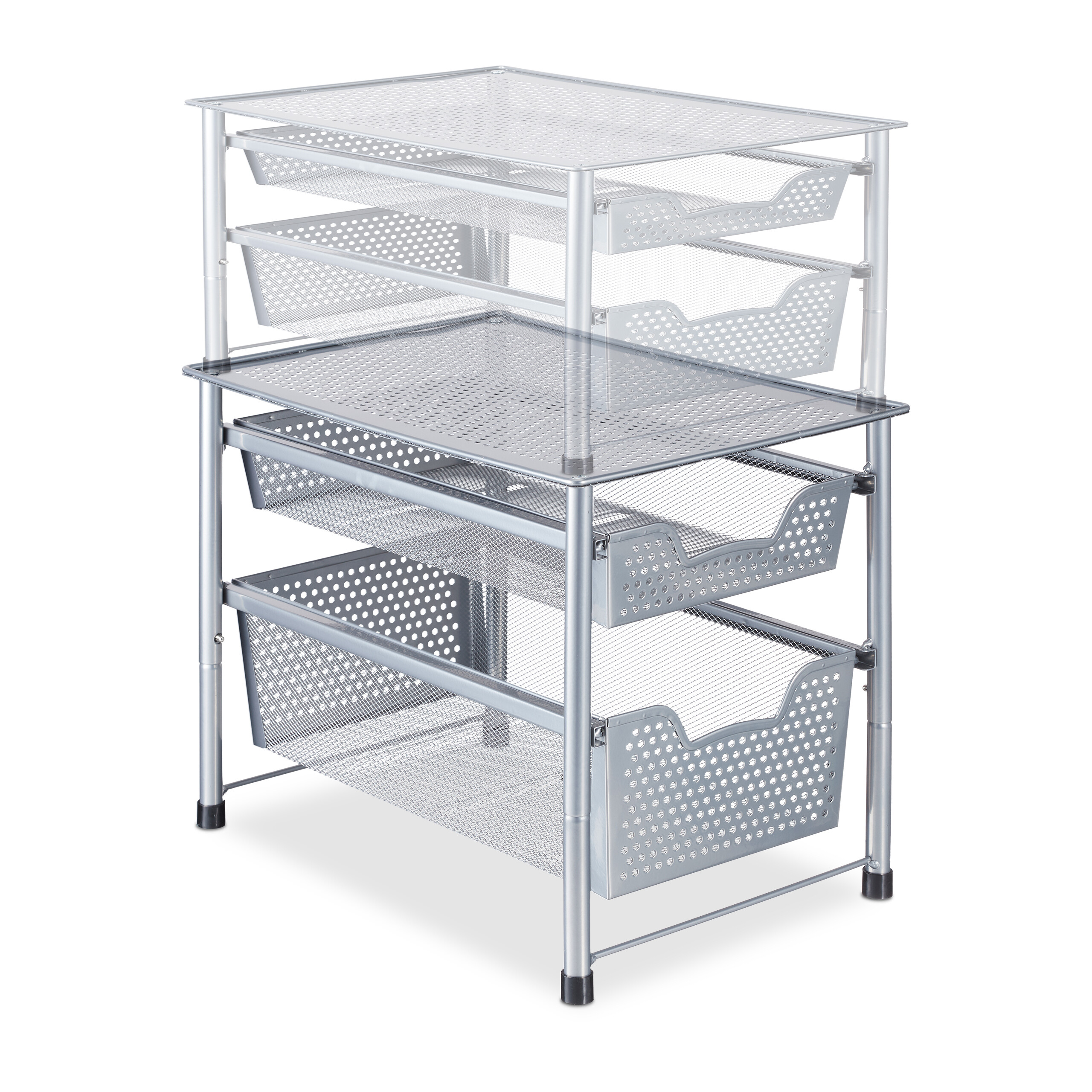 Estantería organizadora con 2 cajones rejilla Organizador cocina o baño apilable - Imagen 10 de 11