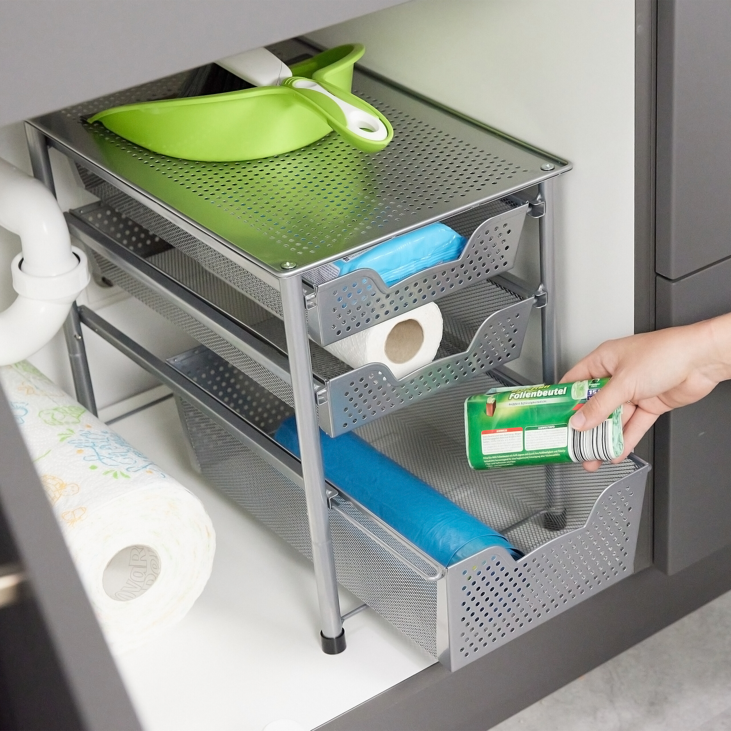 Estante cocina organizador estantería apilable mueble de almacenamiento 3 cestas - Imagen 7 de 20