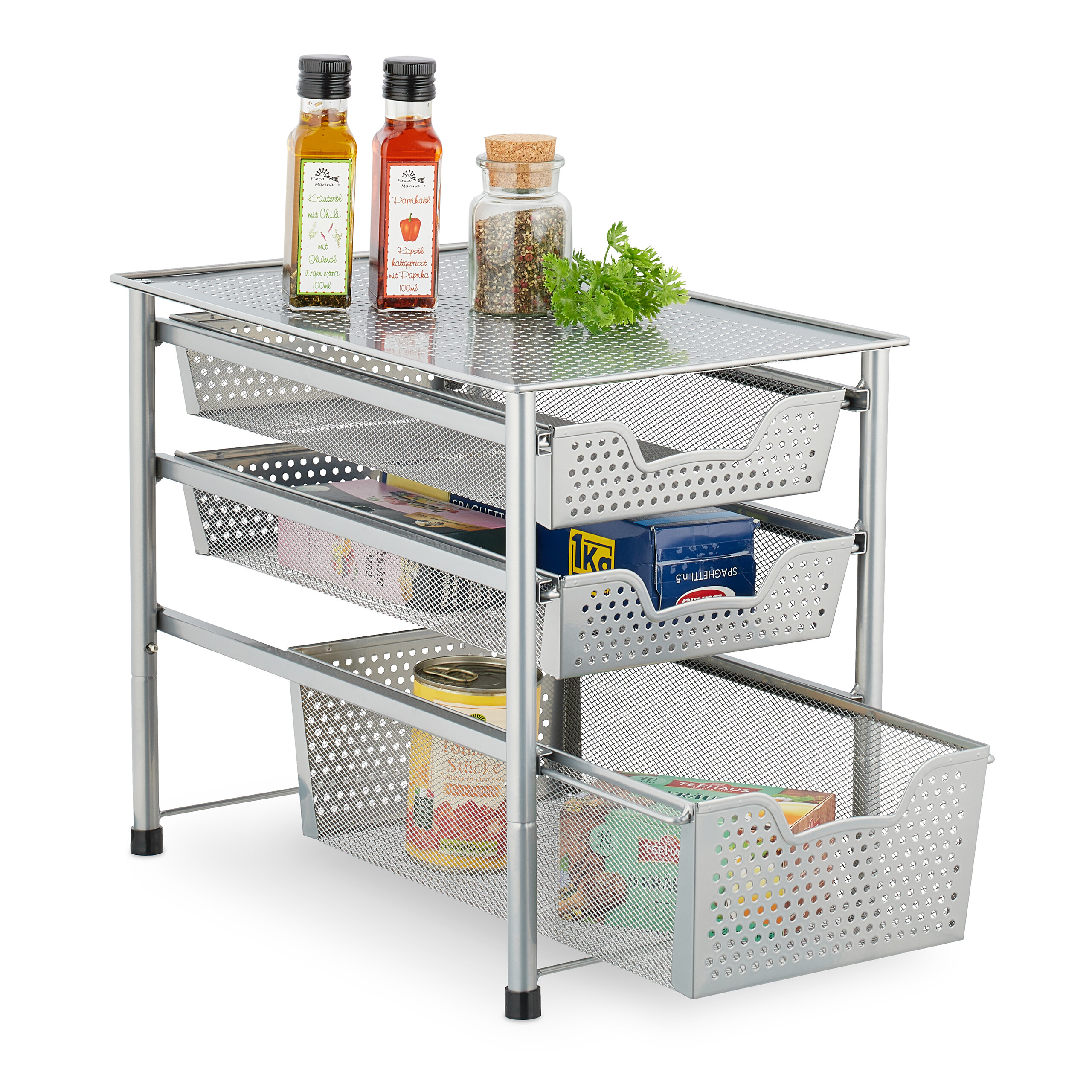 Estante cocina organizador estantería apilable mueble de almacenamiento 3 cestas - Imagen 12 de 20