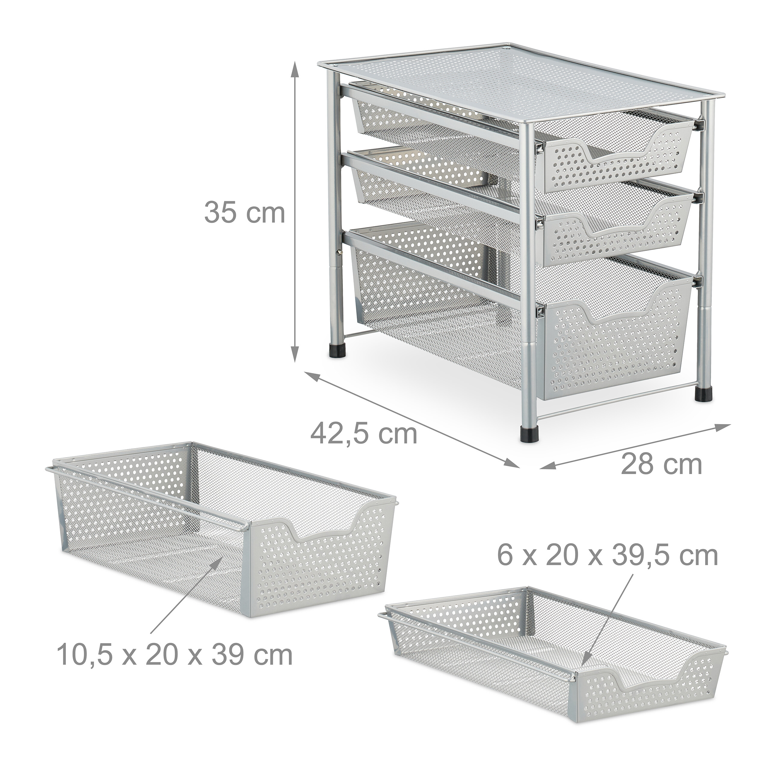 Estante cocina organizador estantería apilable mueble de almacenamiento 3 cestas - Imagen 15 de 20