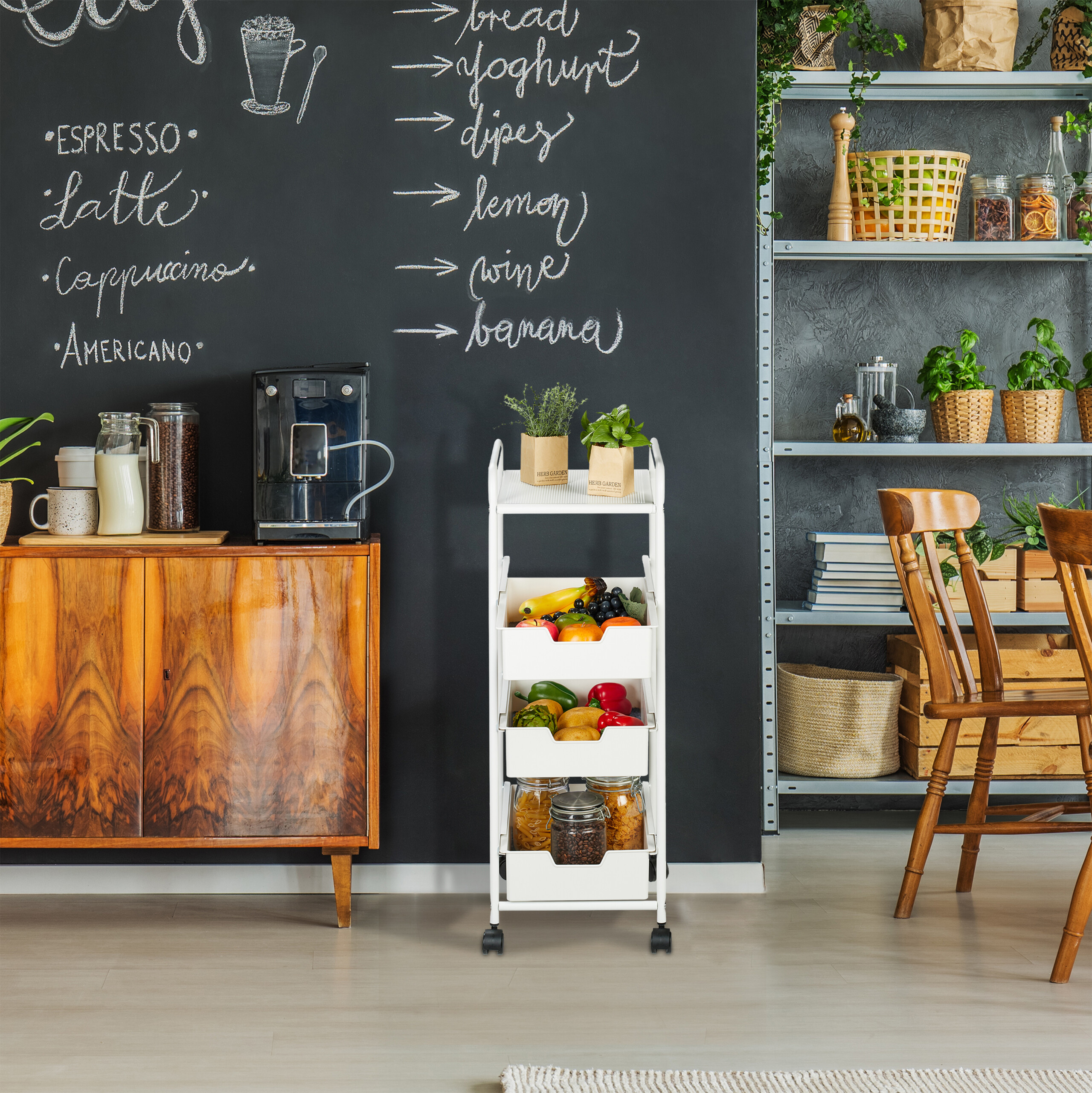 Carrello Cucina Bagno Carrellino Cestini Ripiano Portaoggetti 85