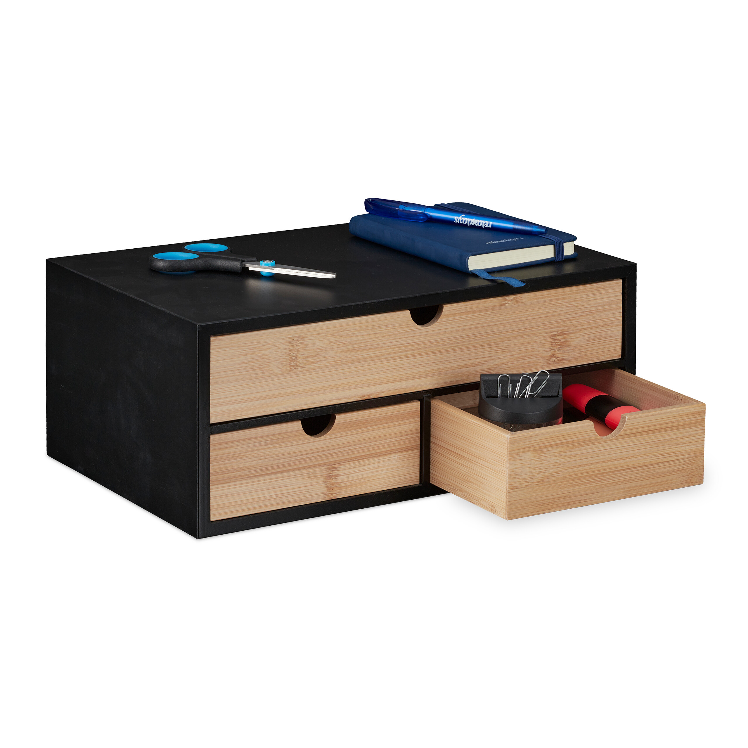 Schreibtisch organizer Bambus Schreibtischablage Schreibtischbutler 3  Schubladen | eBay